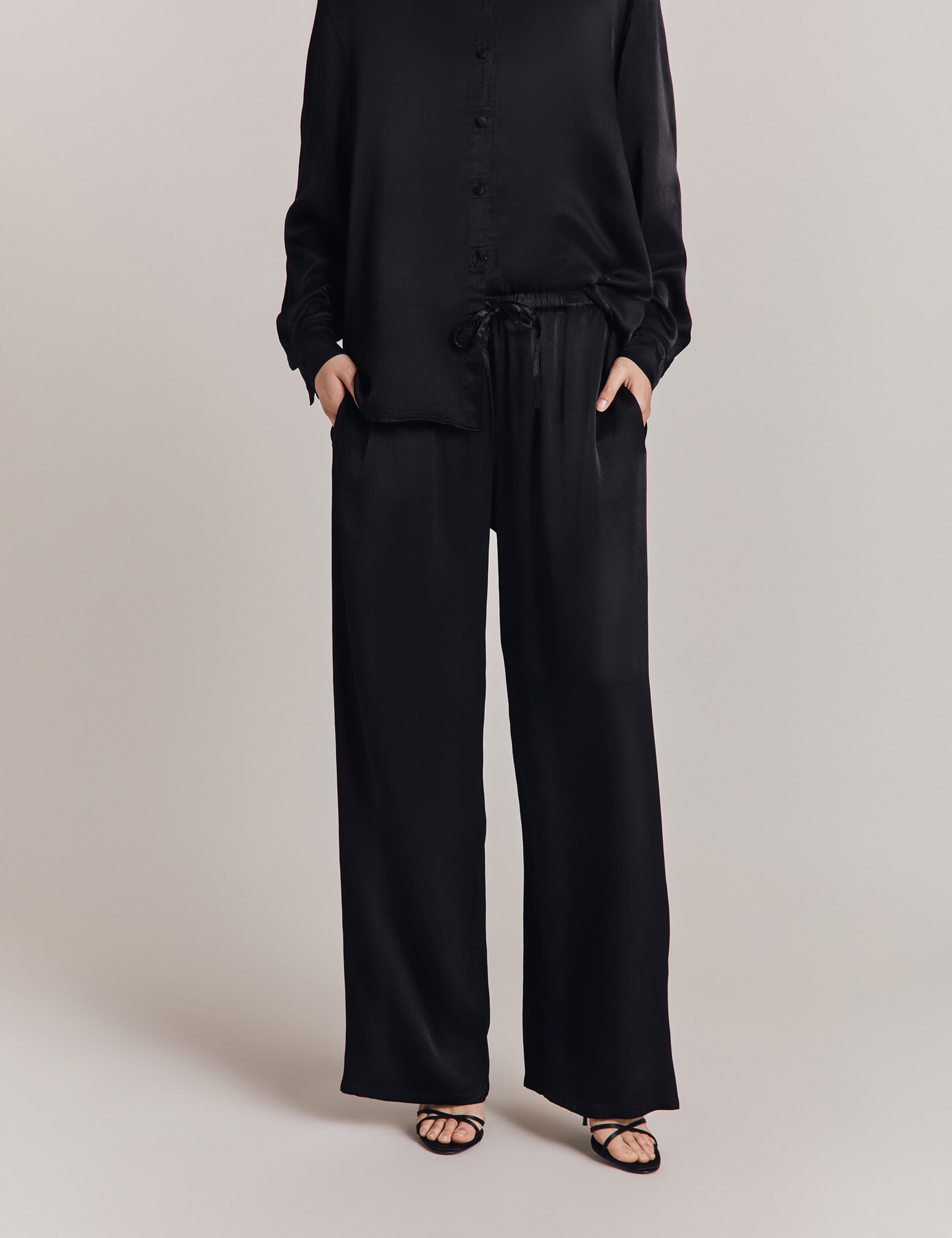 Satin Drawstring Wide Leg Trousers 5 of 5