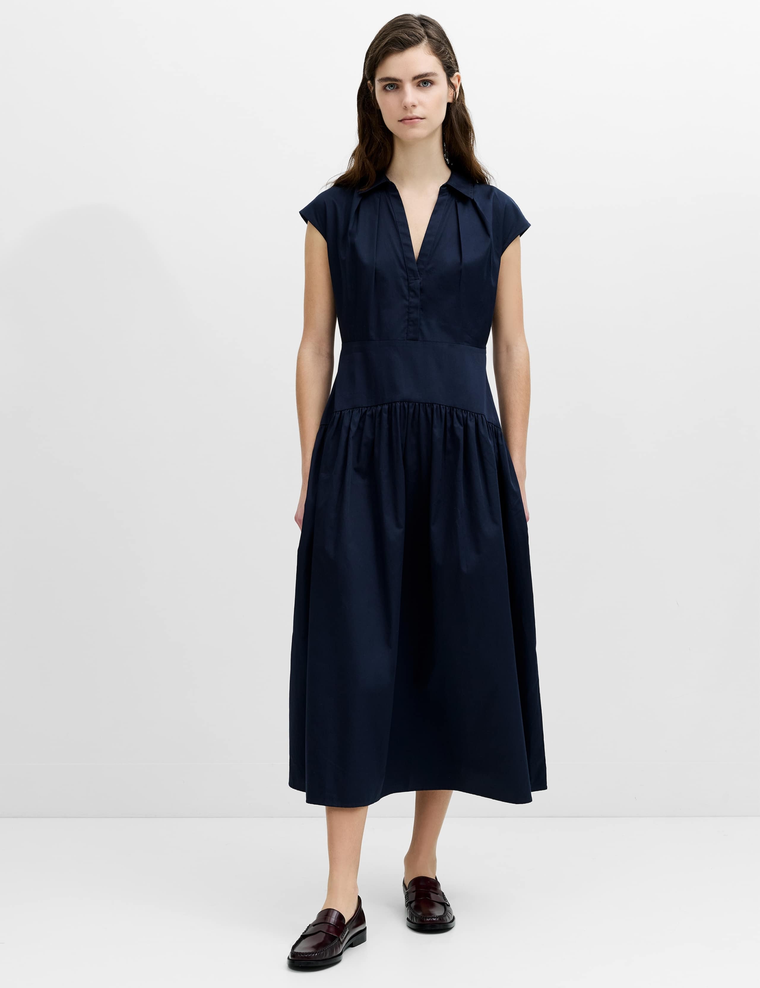 Pure Cotton V-Neck Midi Shirt Dress 1 of 5