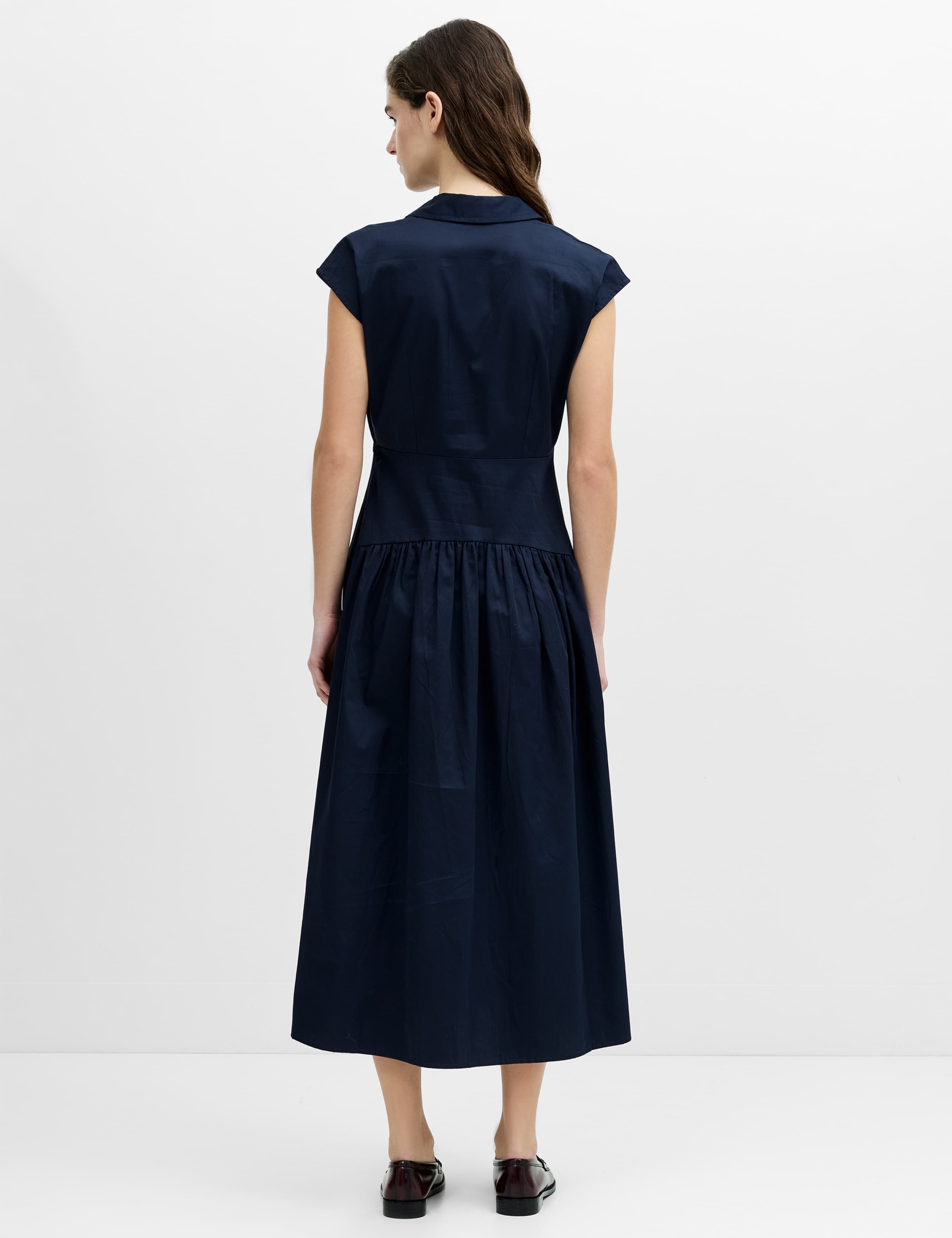 Pure Cotton V-Neck Midi Shirt Dress 3 of 5