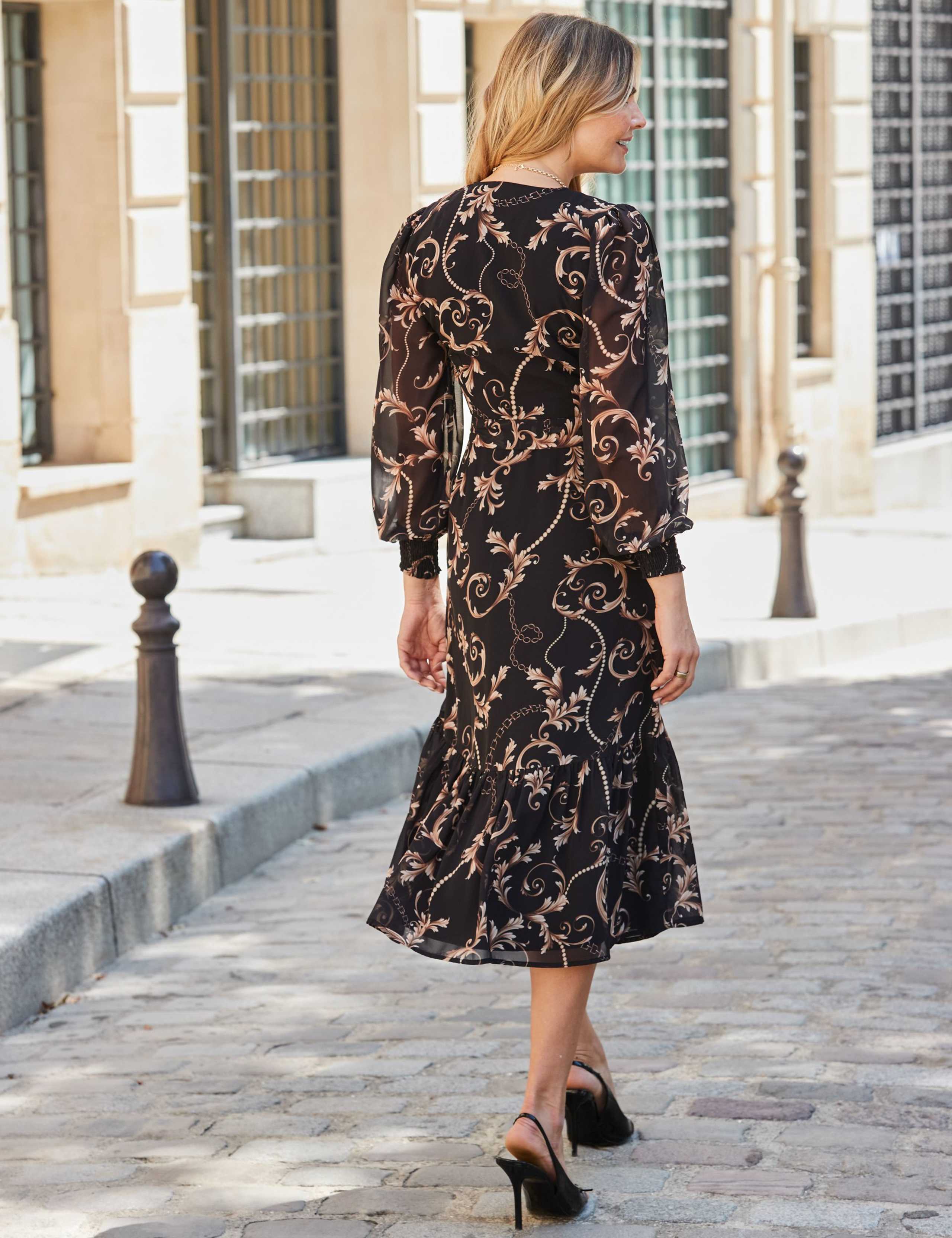 Printed Midi Wrap Dress 3 of 5