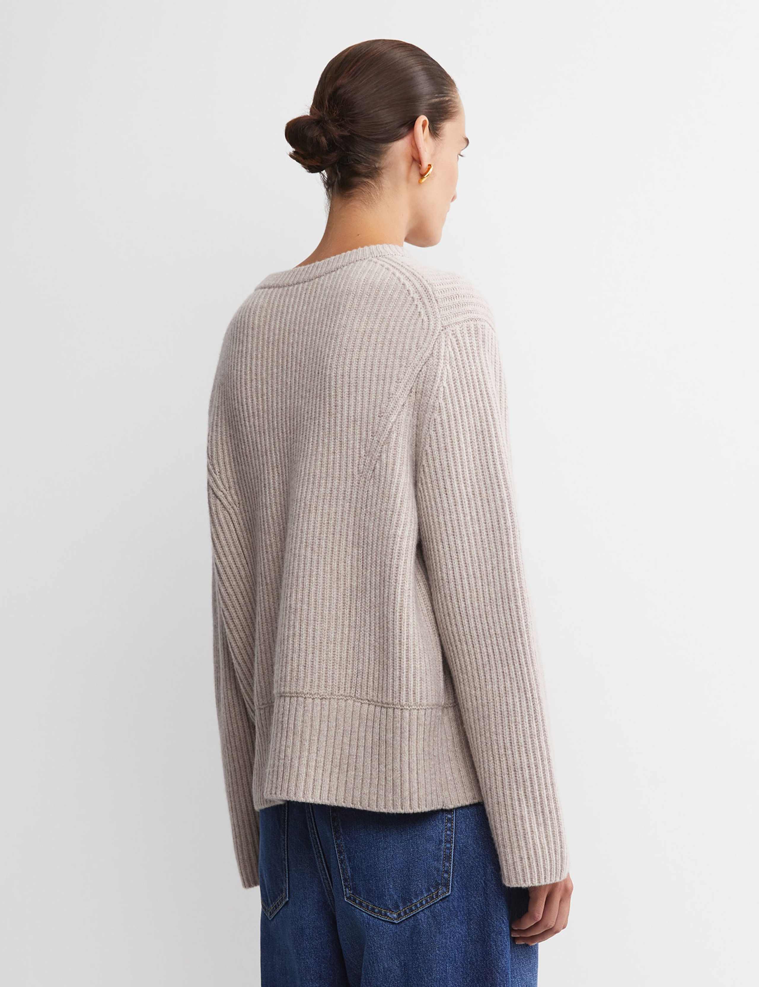Pure Wool Ribbed Crew Neck Relaxed Jumper 2 of 5