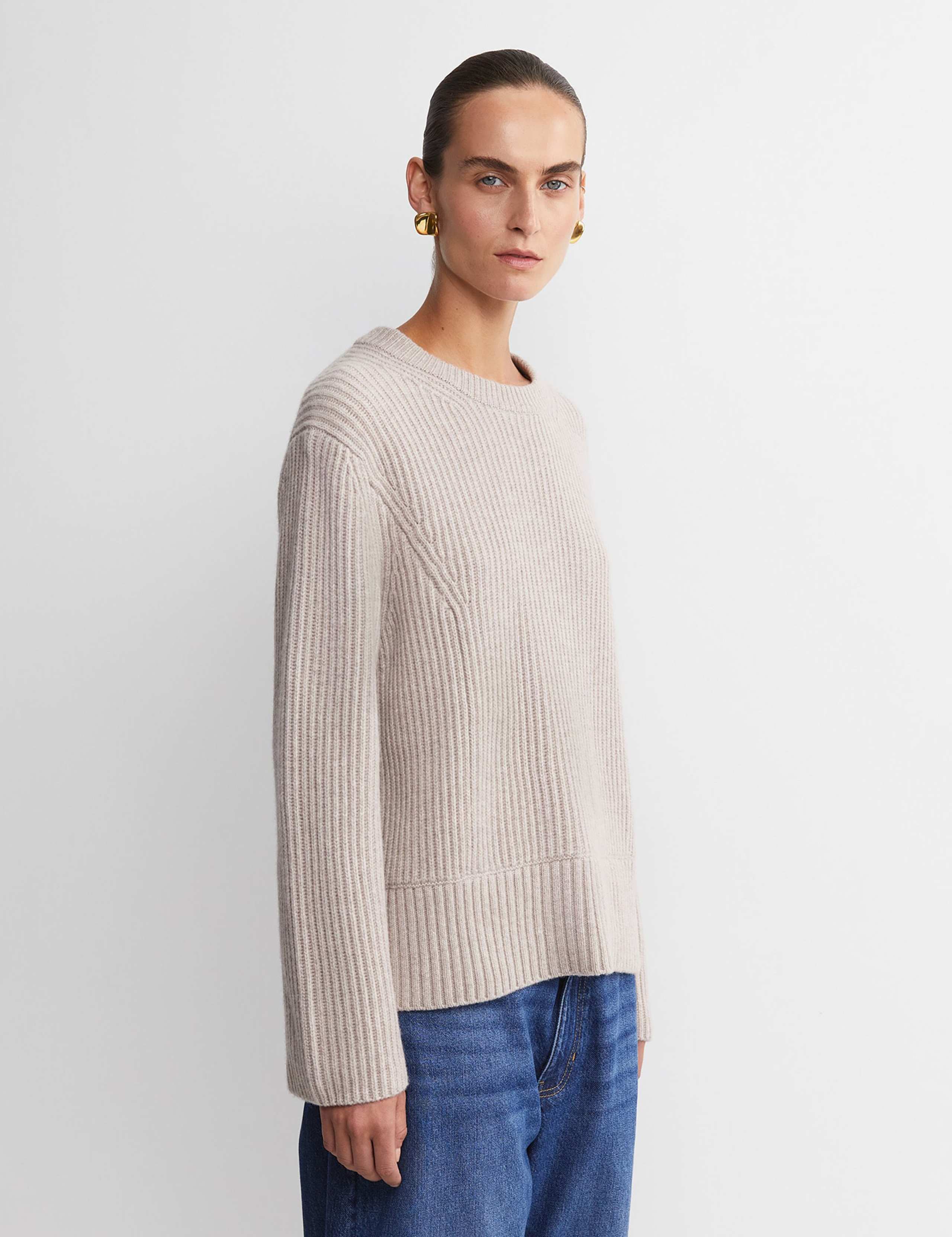 Pure Wool Ribbed Crew Neck Relaxed Jumper 4 of 5