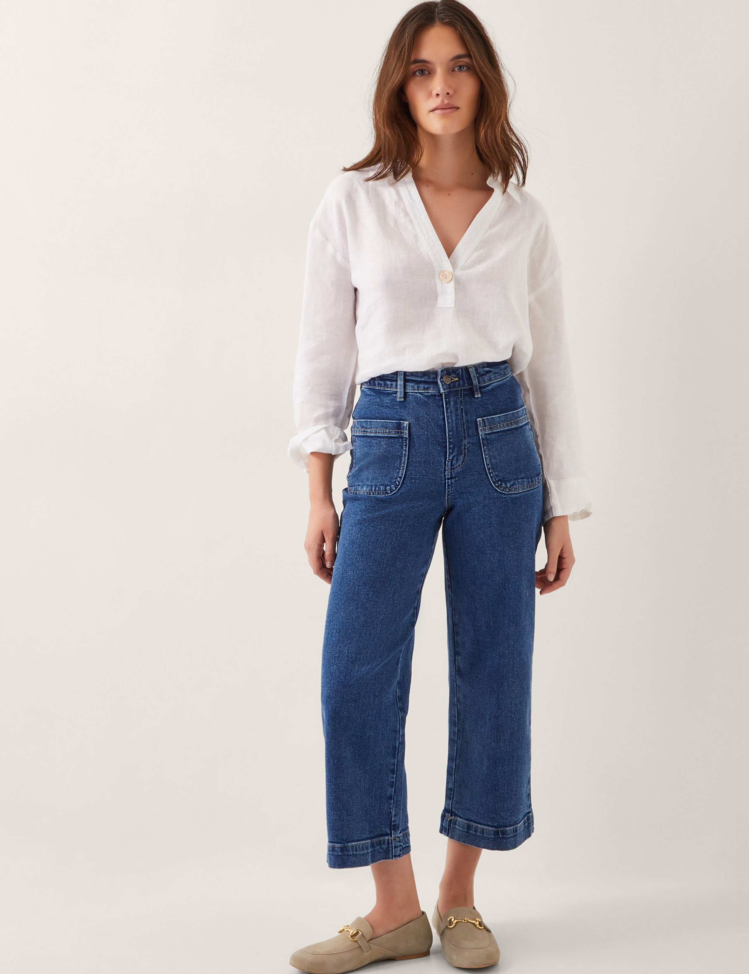 High Waisted Straight Leg Cropped Jeans 2 of 4