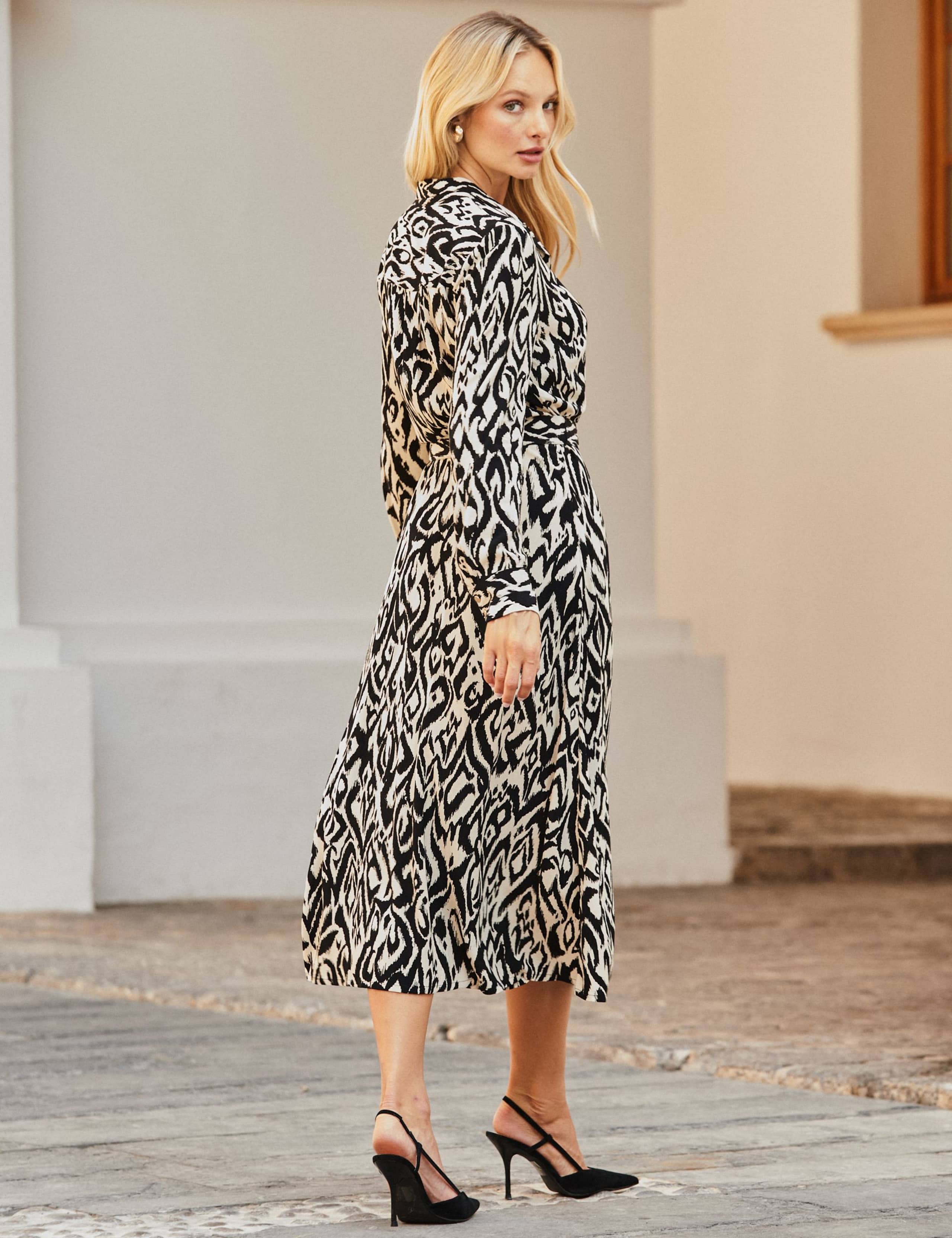 Printed Belted Midi Shirt Dress 4 of 5