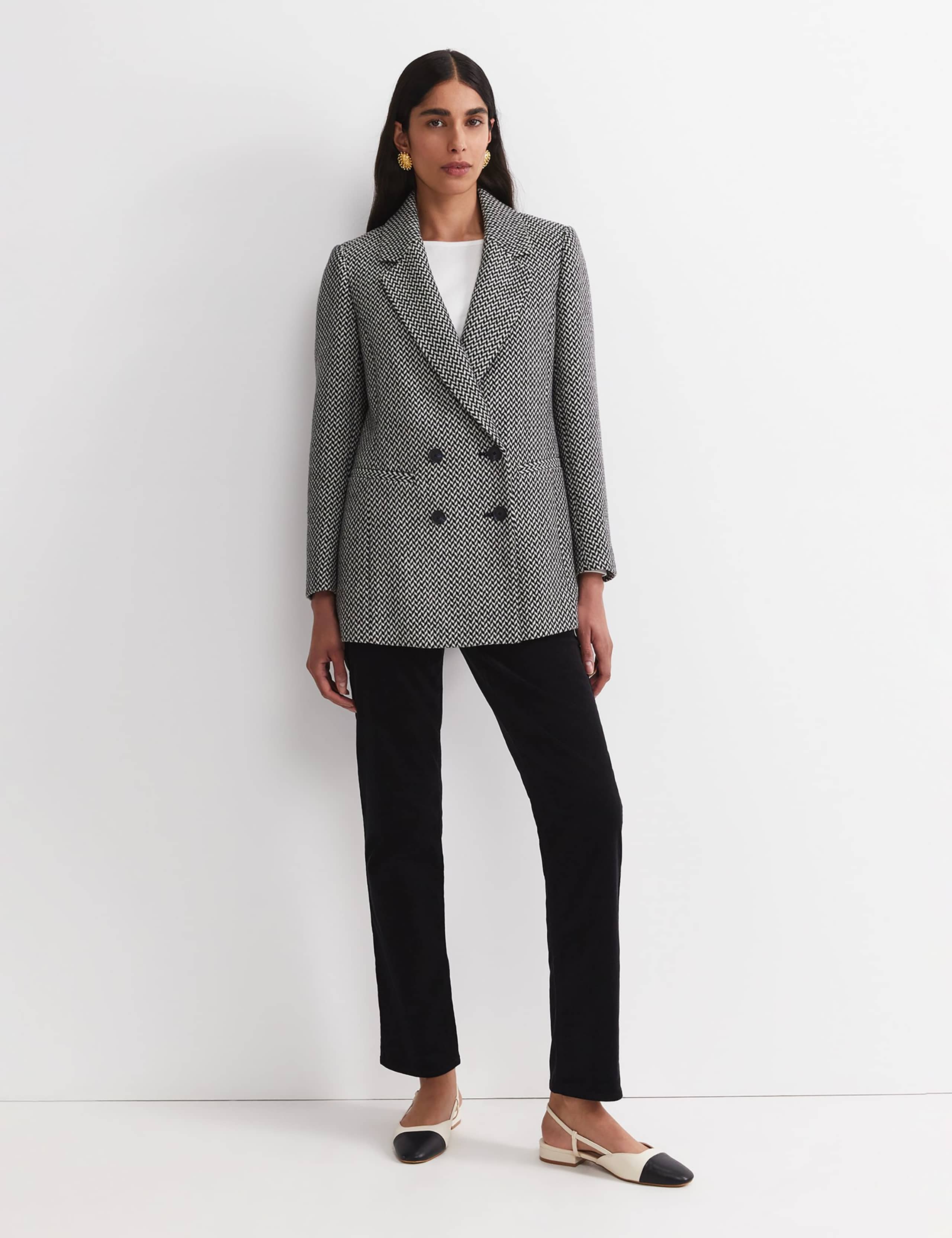 Wool Blend Checked Double Breasted Blazer 2 of 4