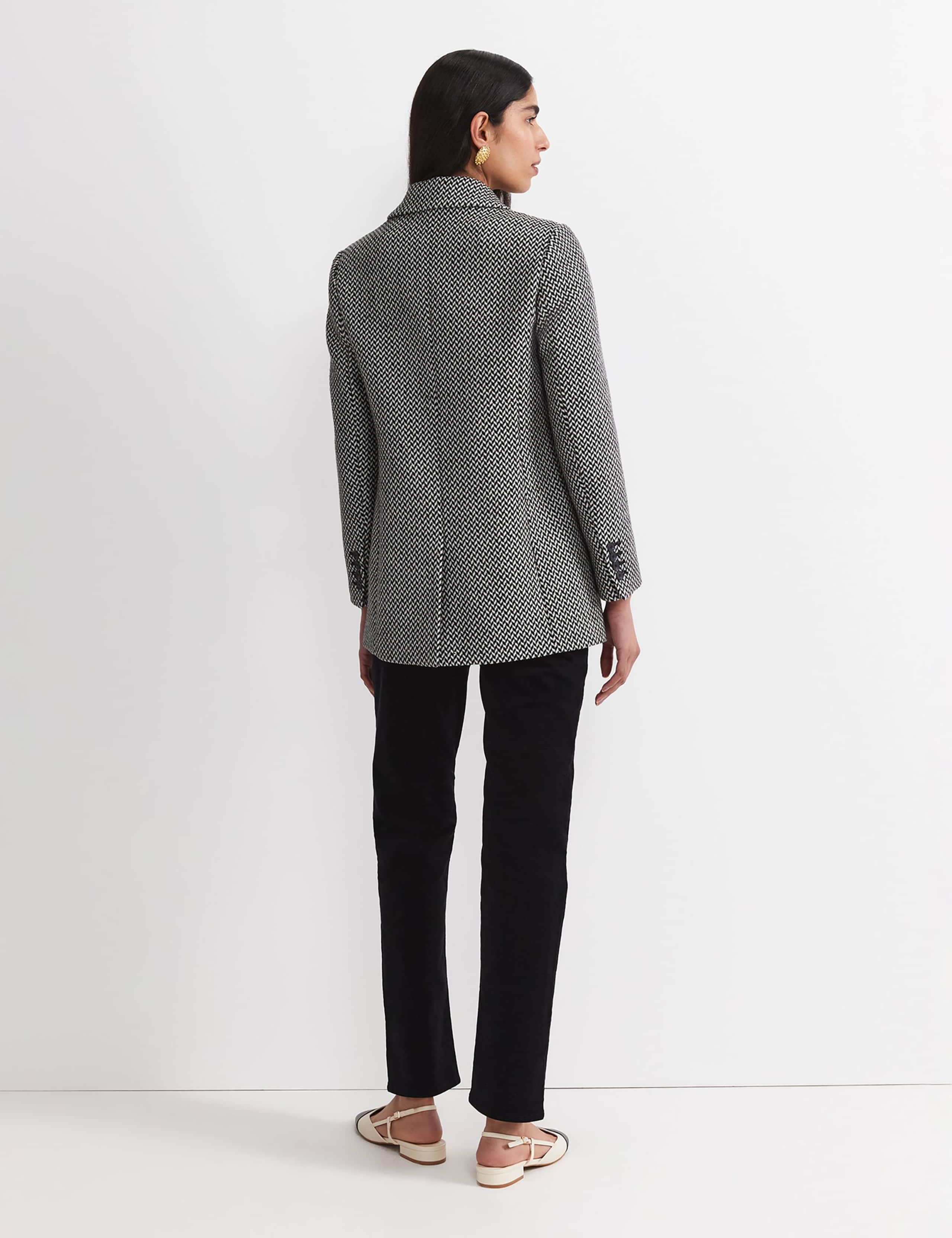 Wool Blend Checked Double Breasted Blazer 3 of 4