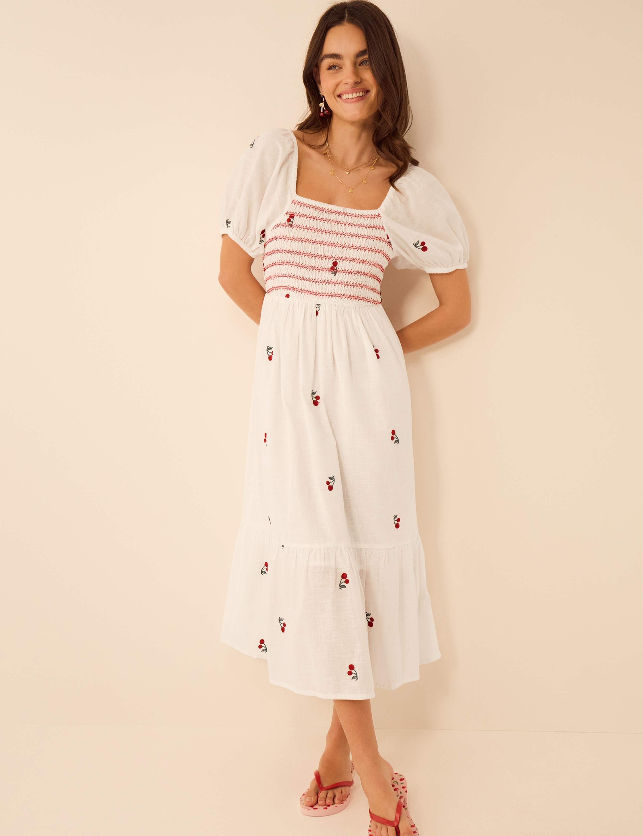 Pure Cotton Embroidered Midaxi Beach Dress 1 of 5
