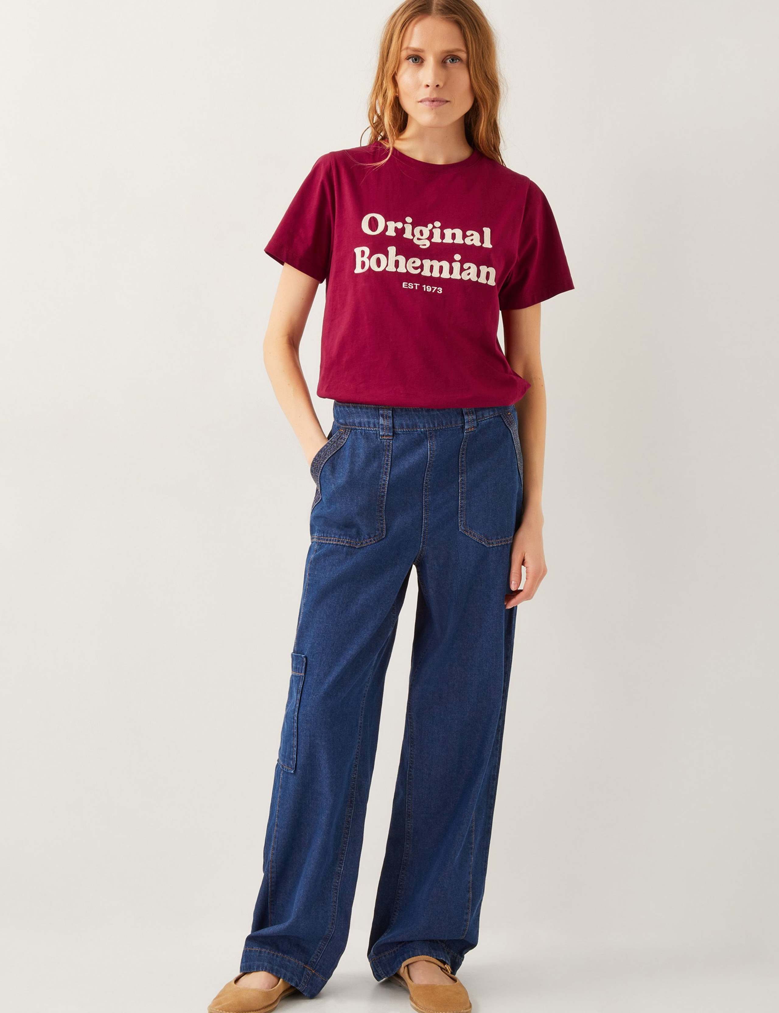 Elasticated High Waisted Straight Leg Jeans 3 of 5