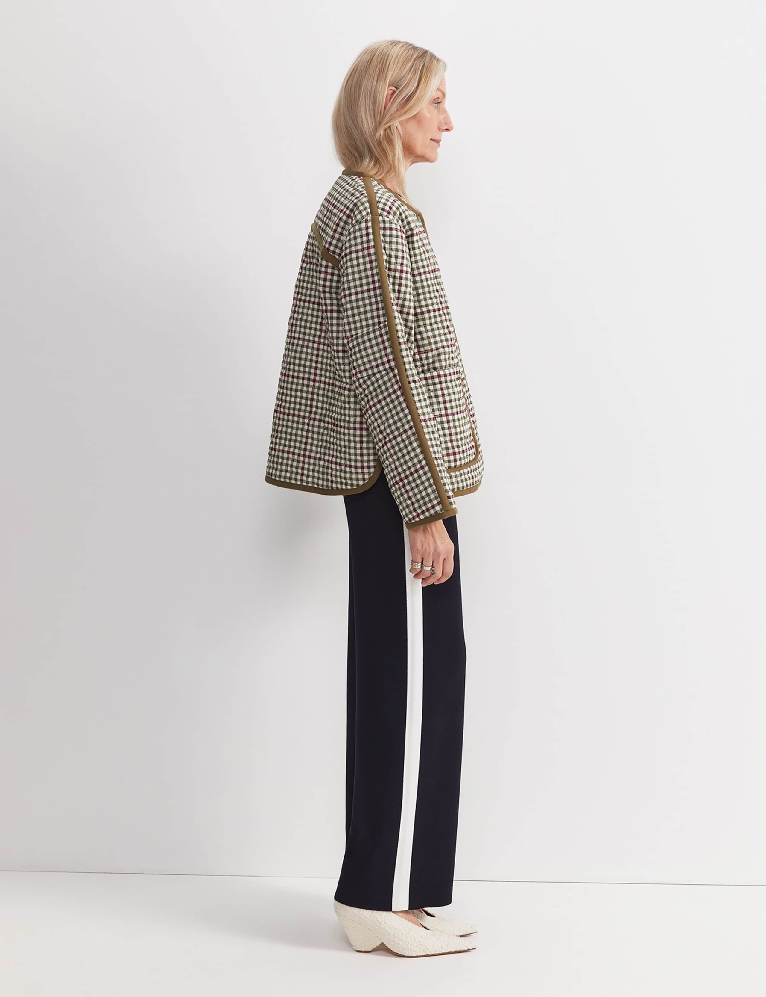 Pure Cotton Checked Quilted Relaxed Jacket 3 of 4