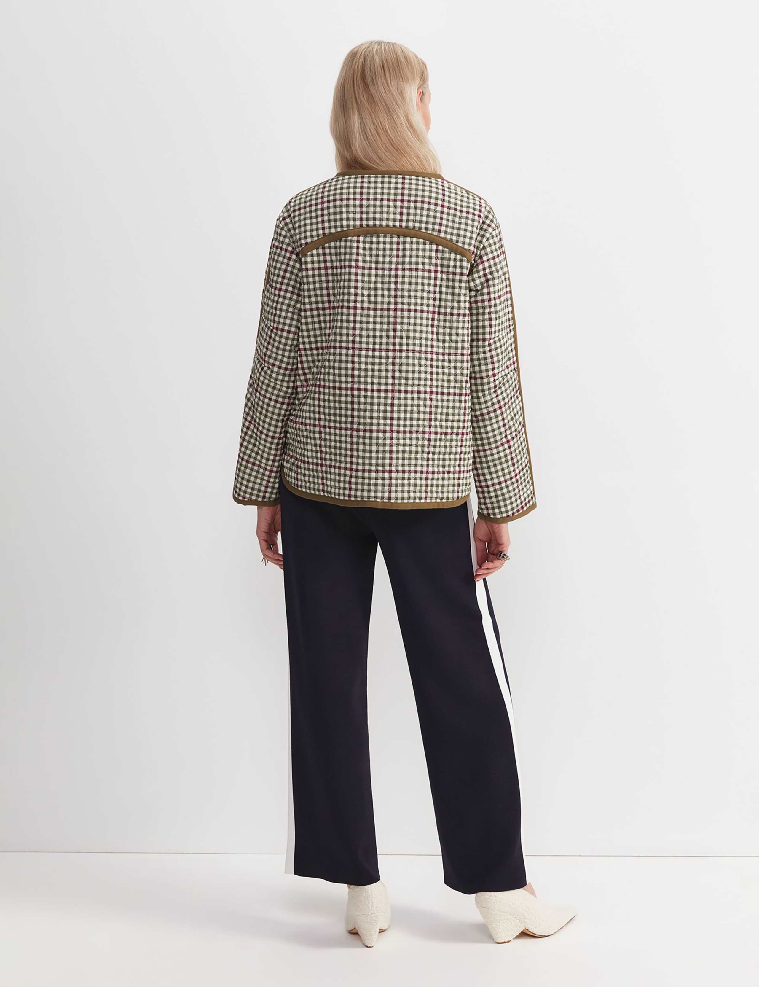 Pure Cotton Checked Quilted Relaxed Jacket 4 of 4