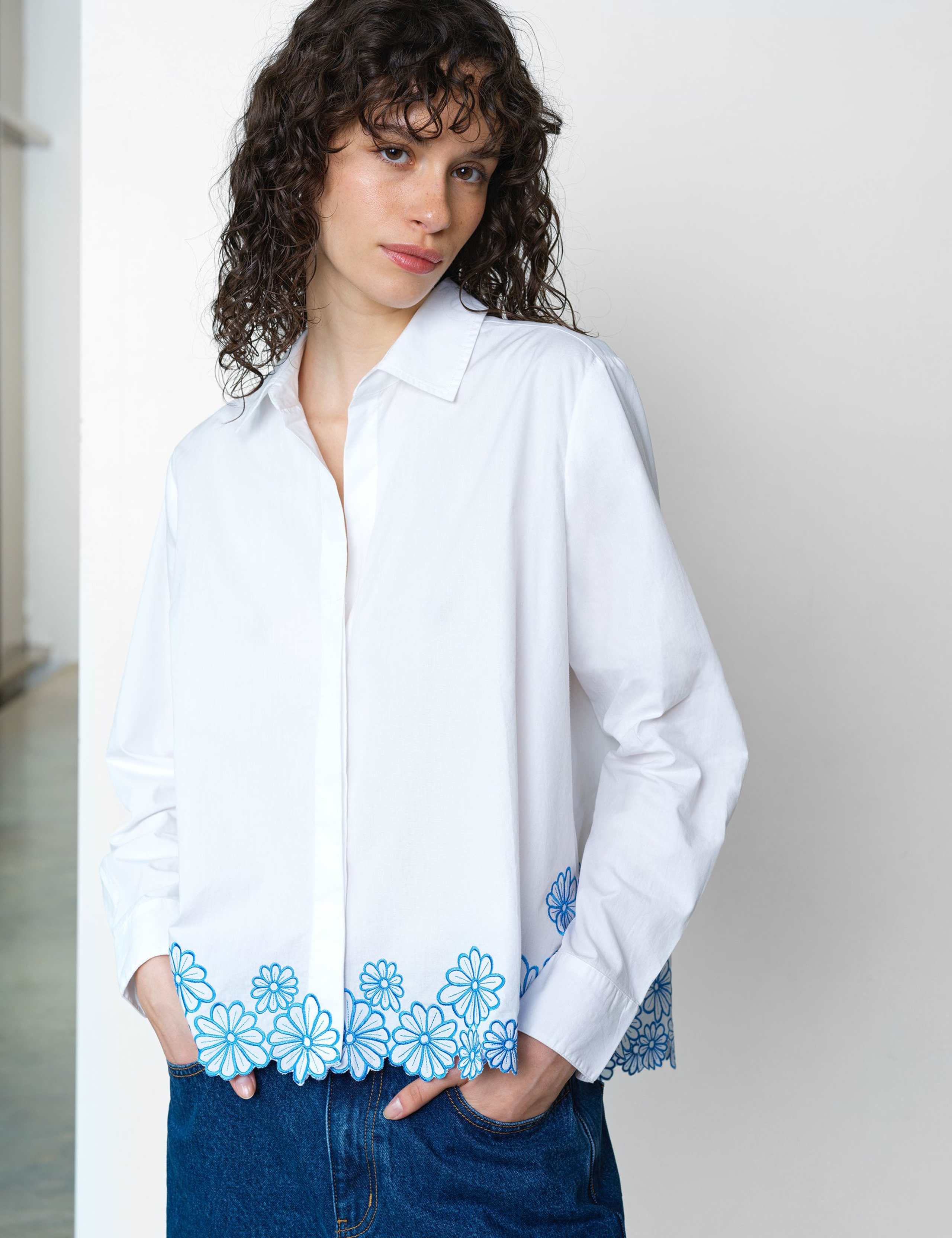 Pure Cotton Embroidered Floral Shirt 1 of 6