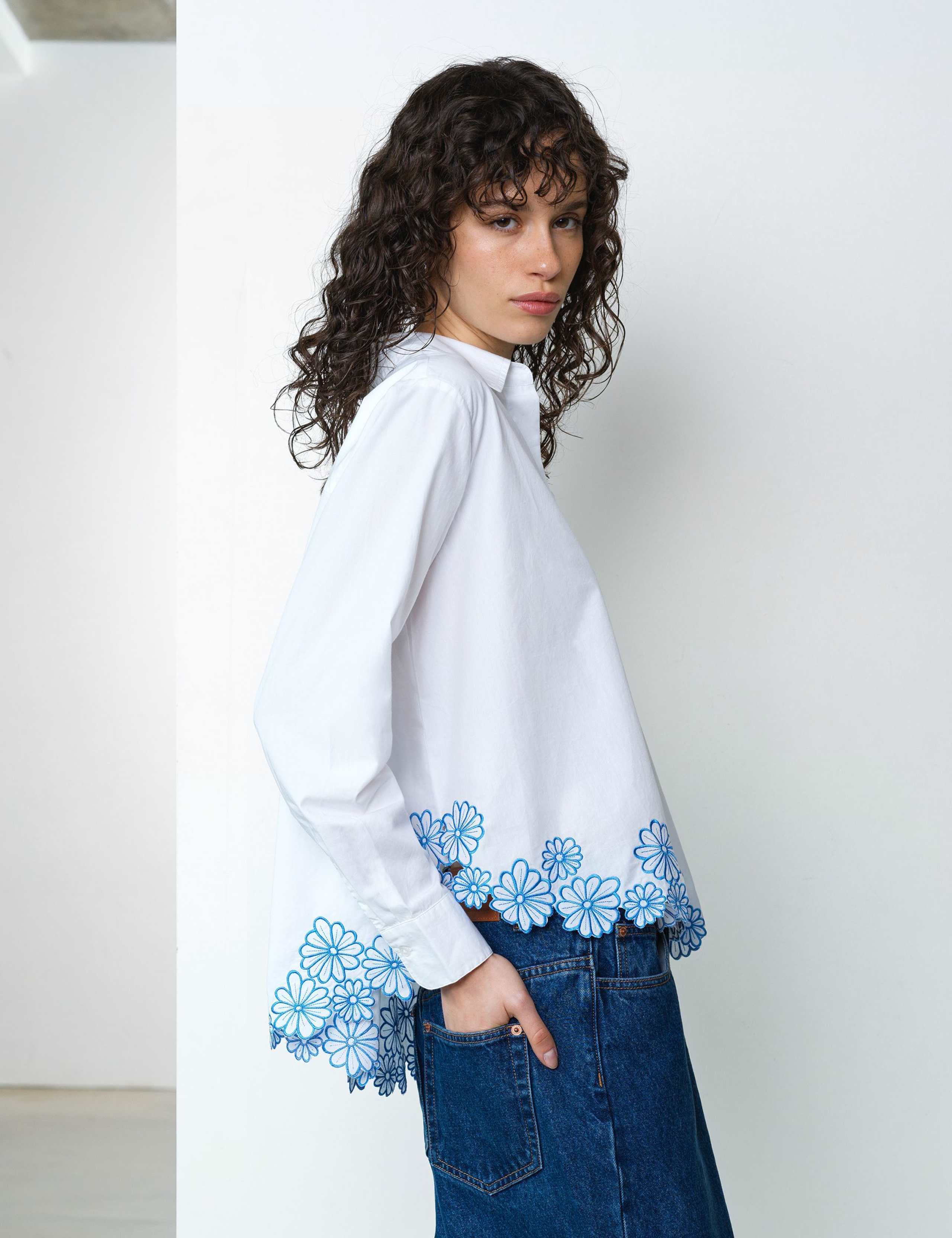 Pure Cotton Embroidered Floral Shirt 3 of 6