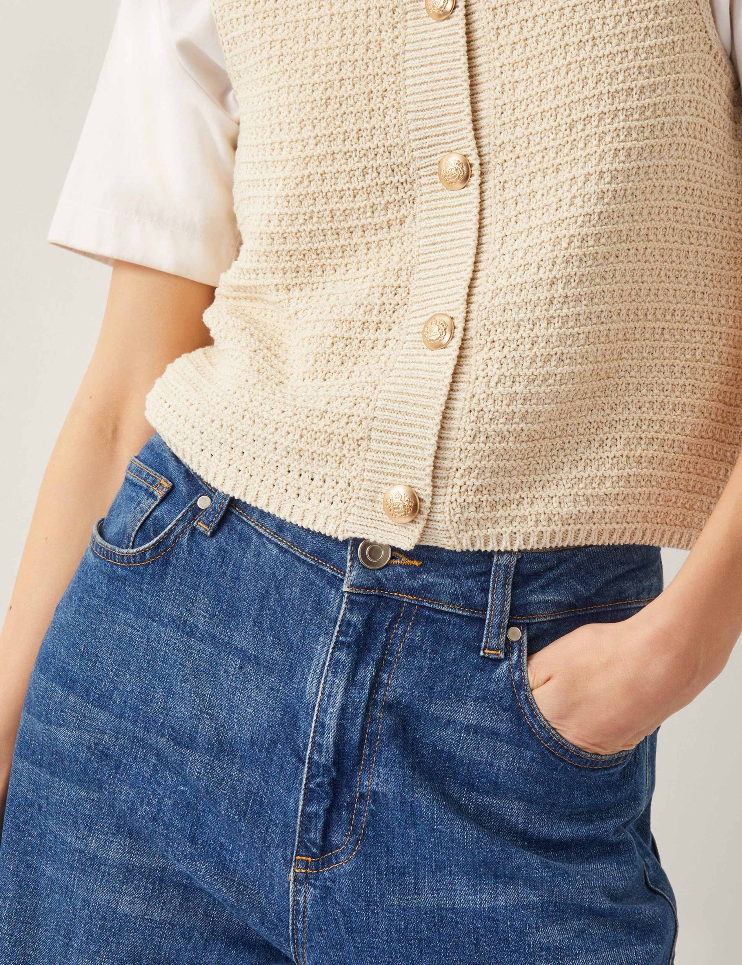 Cotton Rich Textured Button Through Vest 3 of 4