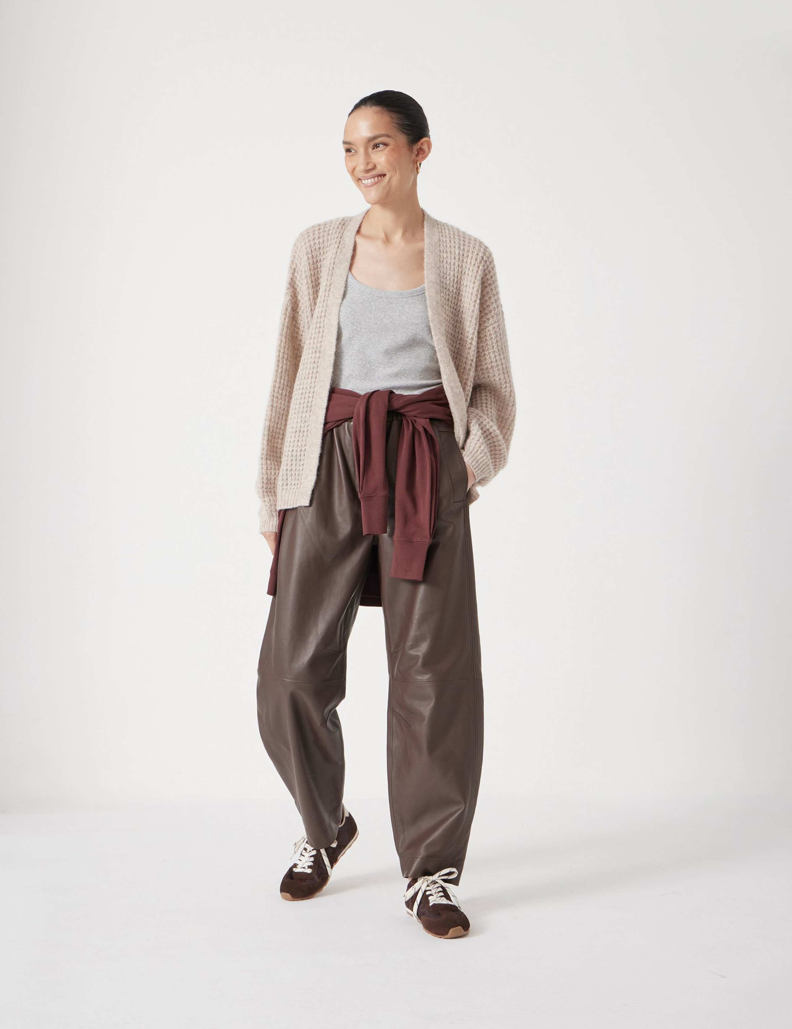 Wool Blend Textured Relaxed Cardigan 3 of 6
