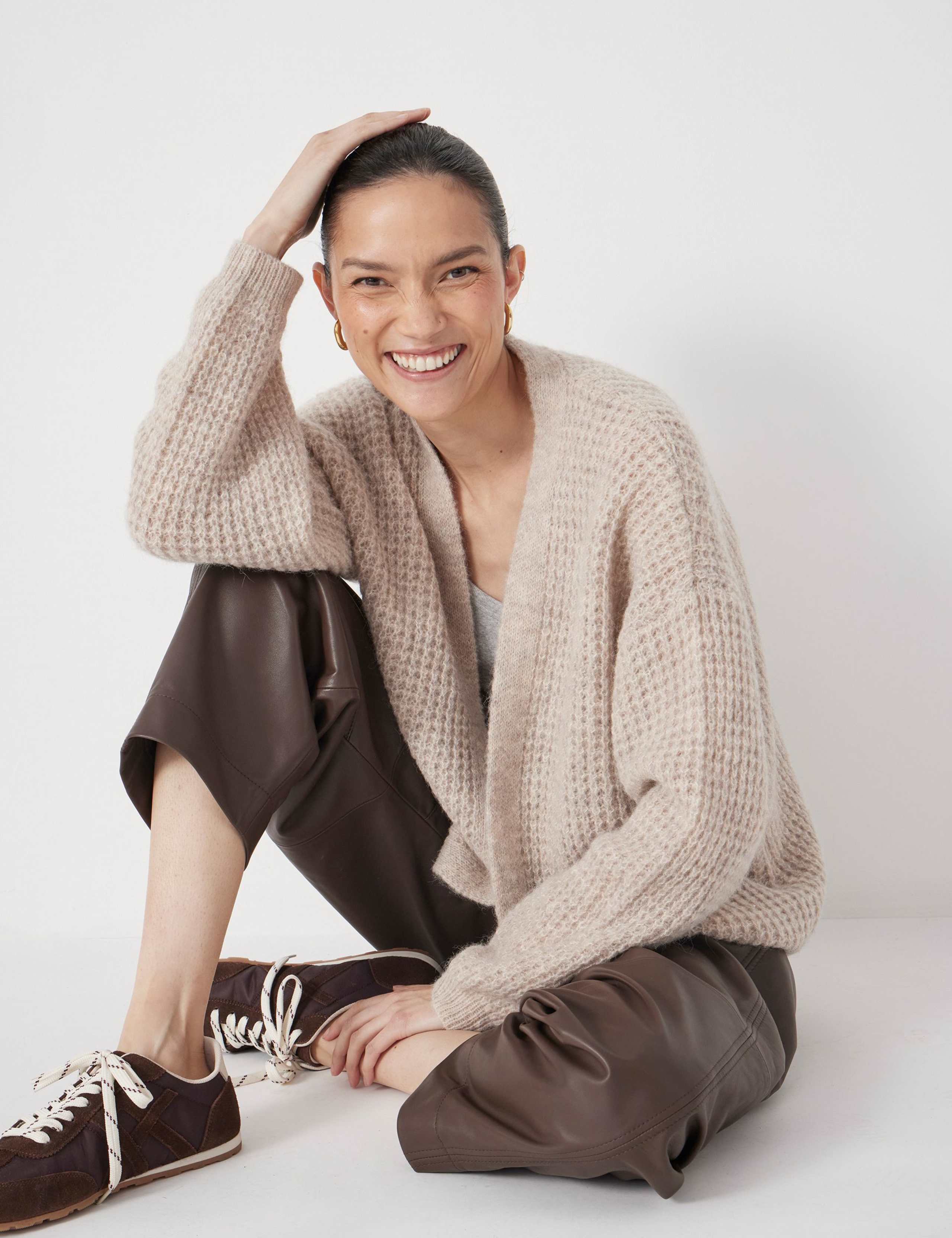 Wool Blend Textured Relaxed Cardigan 4 of 6