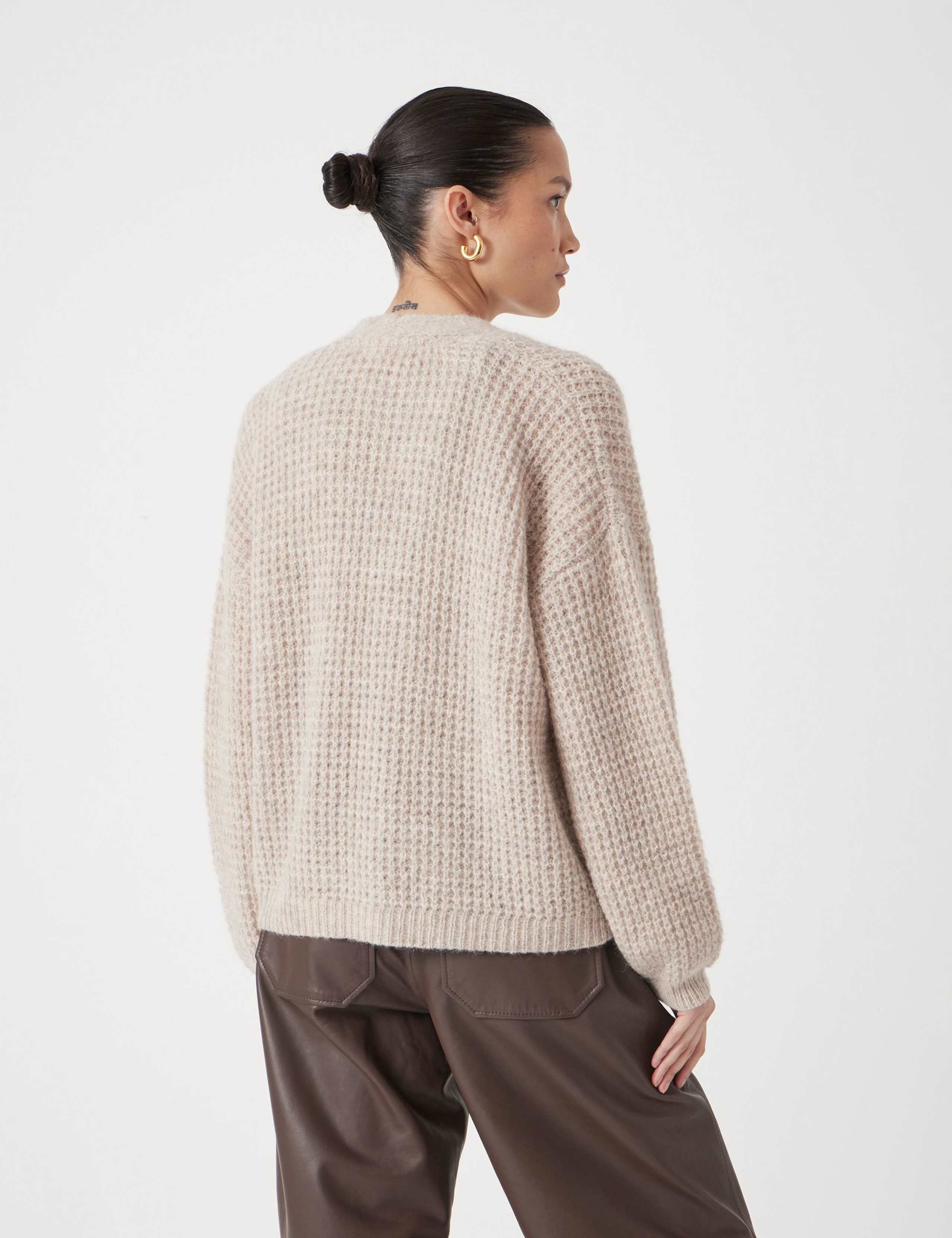 Wool Blend Textured Relaxed Cardigan 6 of 6