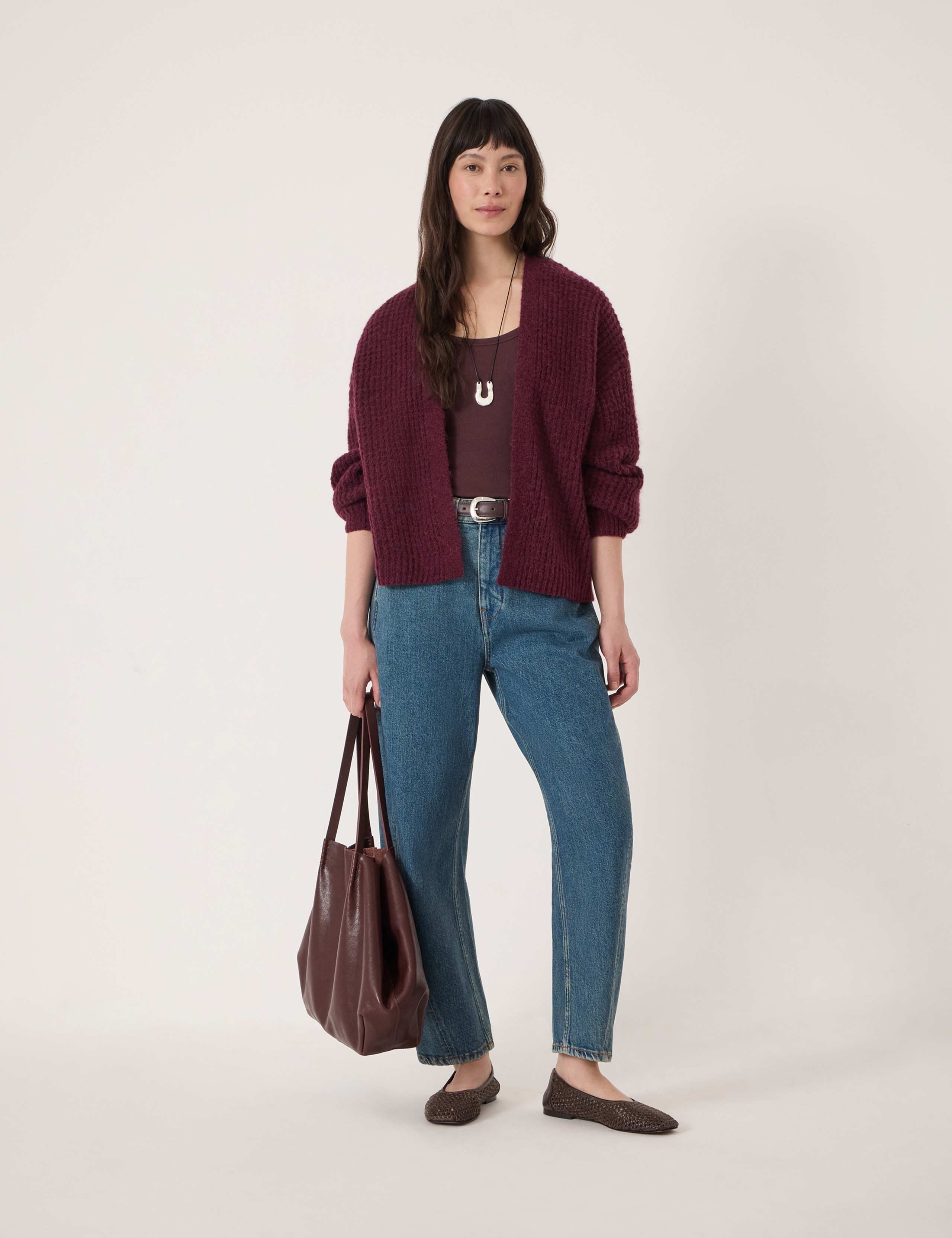 Wool Blend Textured Relaxed Cardigan 6 of 7