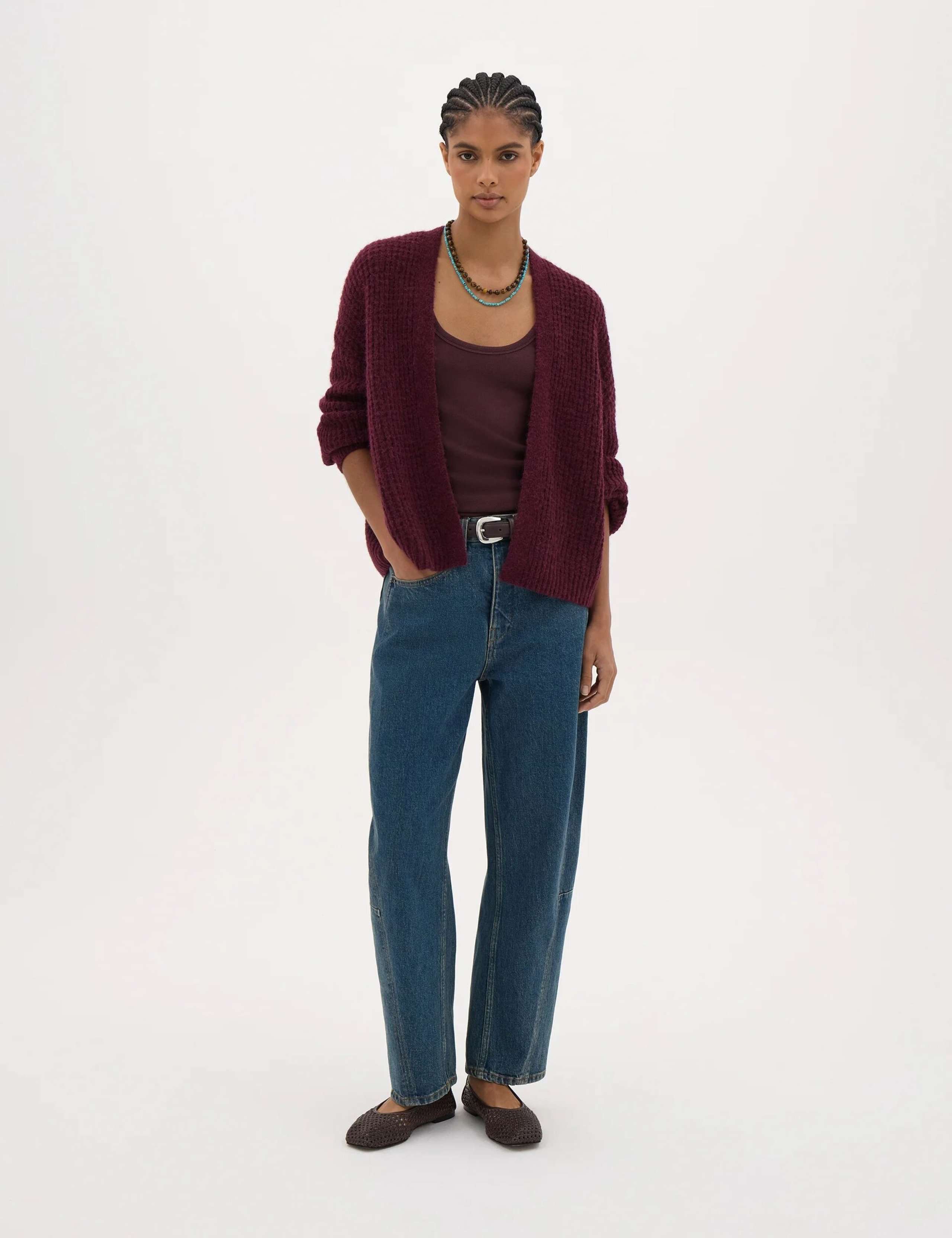 Wool Blend Textured Relaxed Cardigan 7 of 7