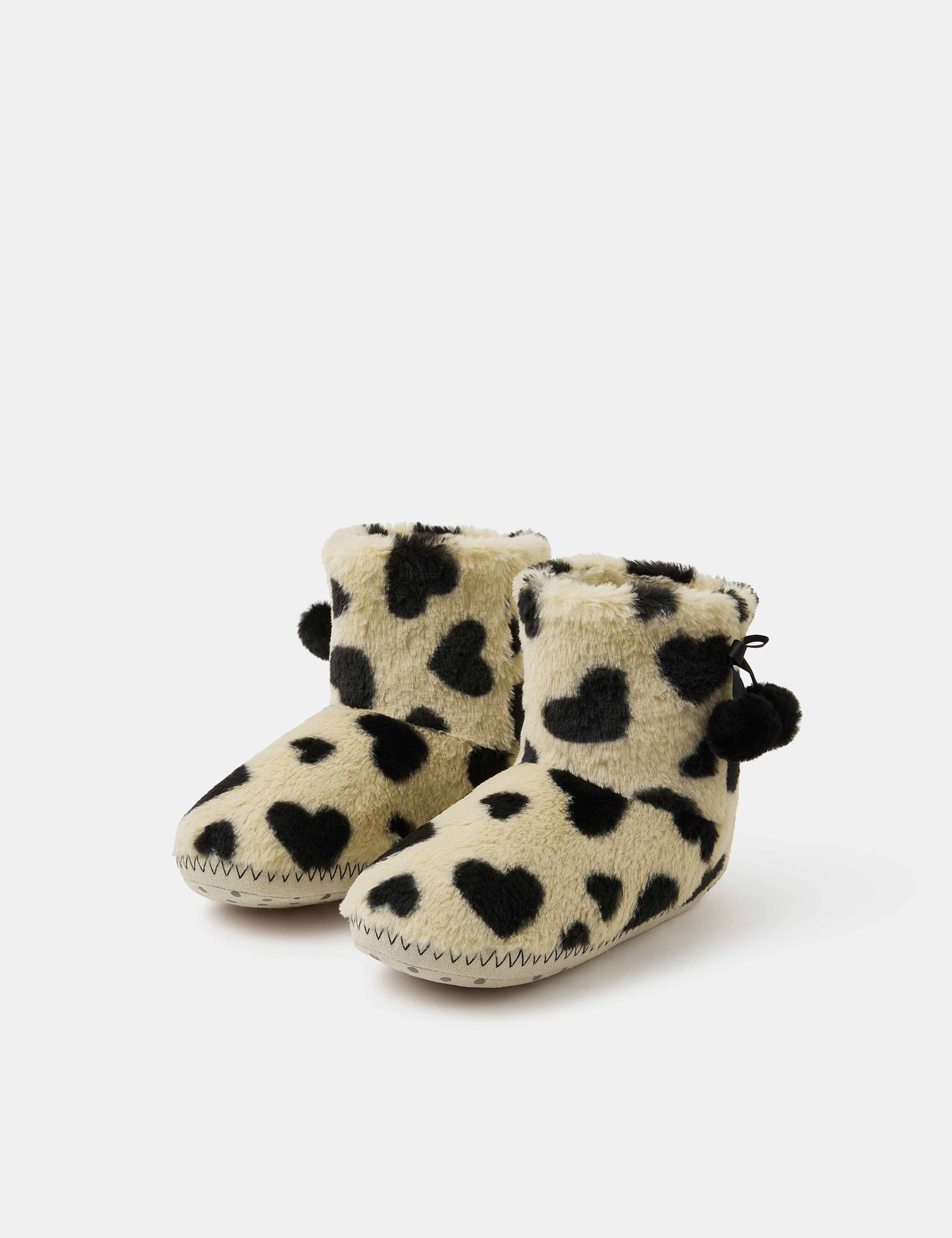Faux Fur Heart Pom Pom Slipper Boots 3 of 4
