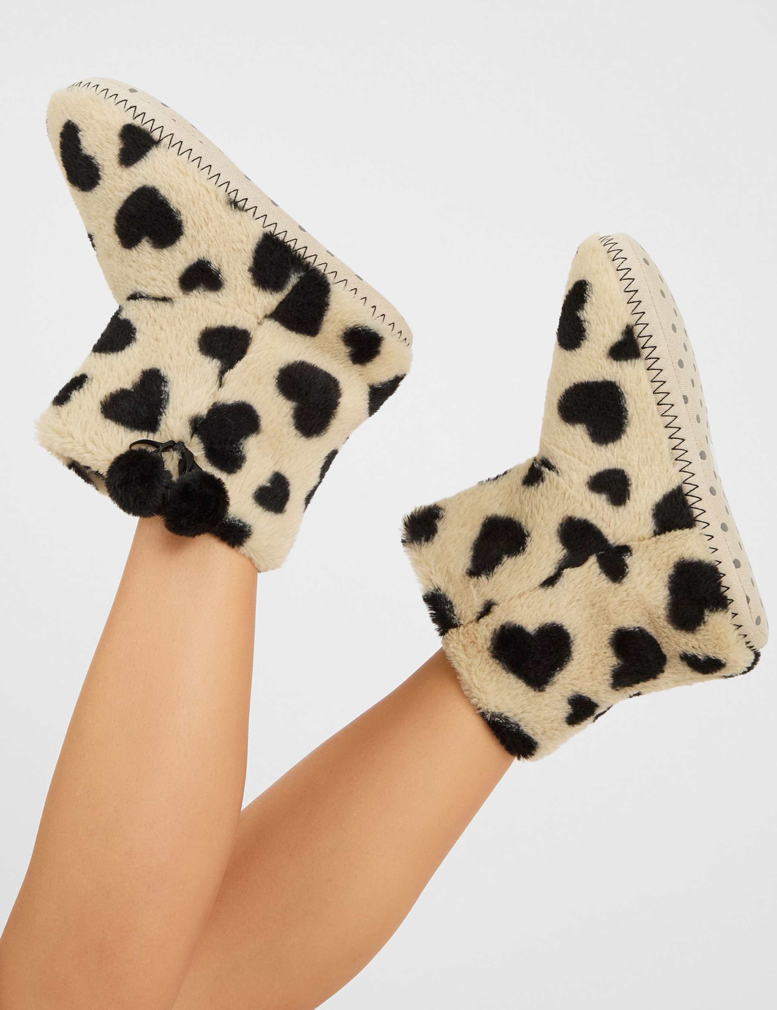 Faux Fur Heart Pom Pom Slipper Boots 4 of 4