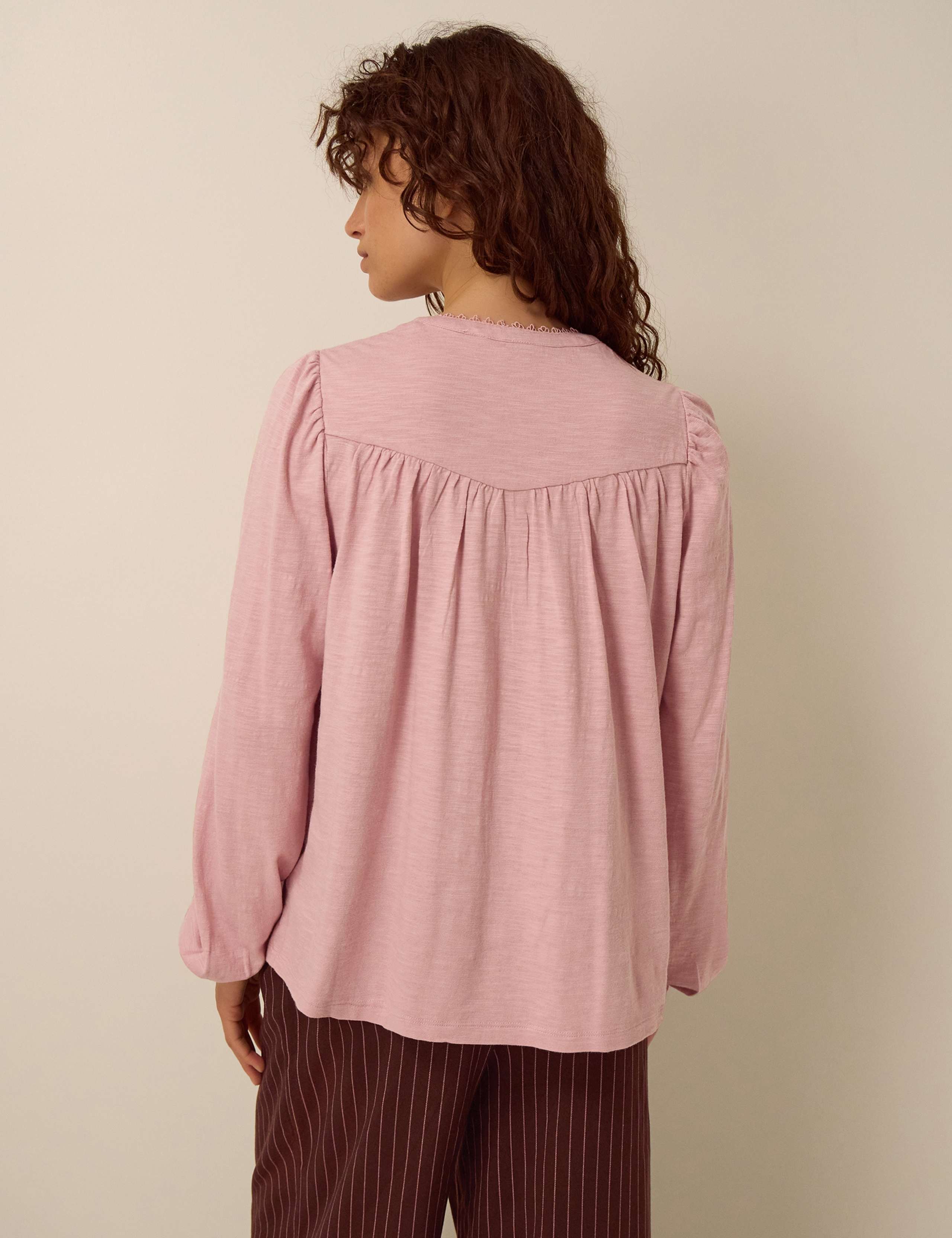 Cotton Modal Blend Lace Detail Shirt 4 of 4