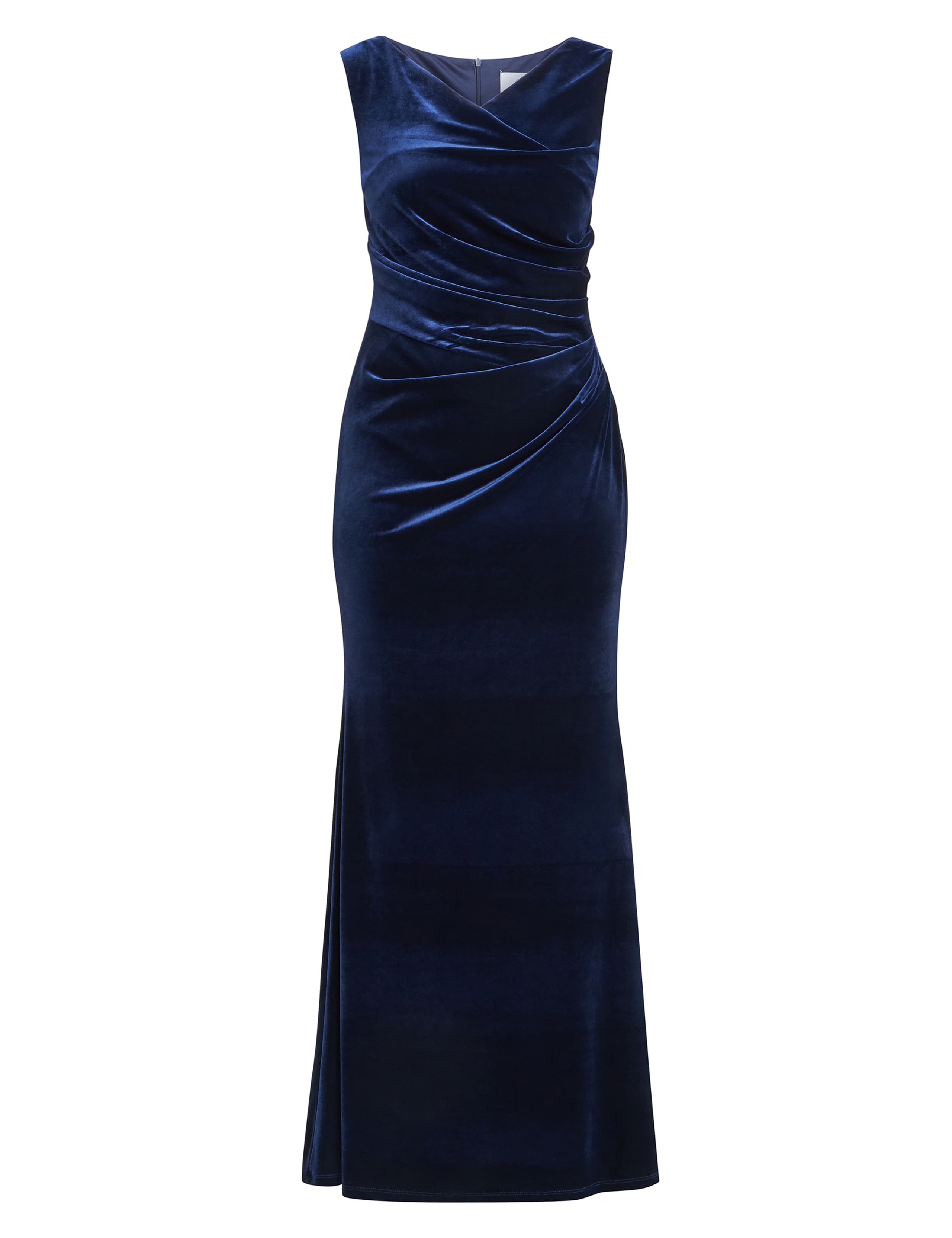 Velvet V-Neck Ruched Maxi Column Dress 2 of 5