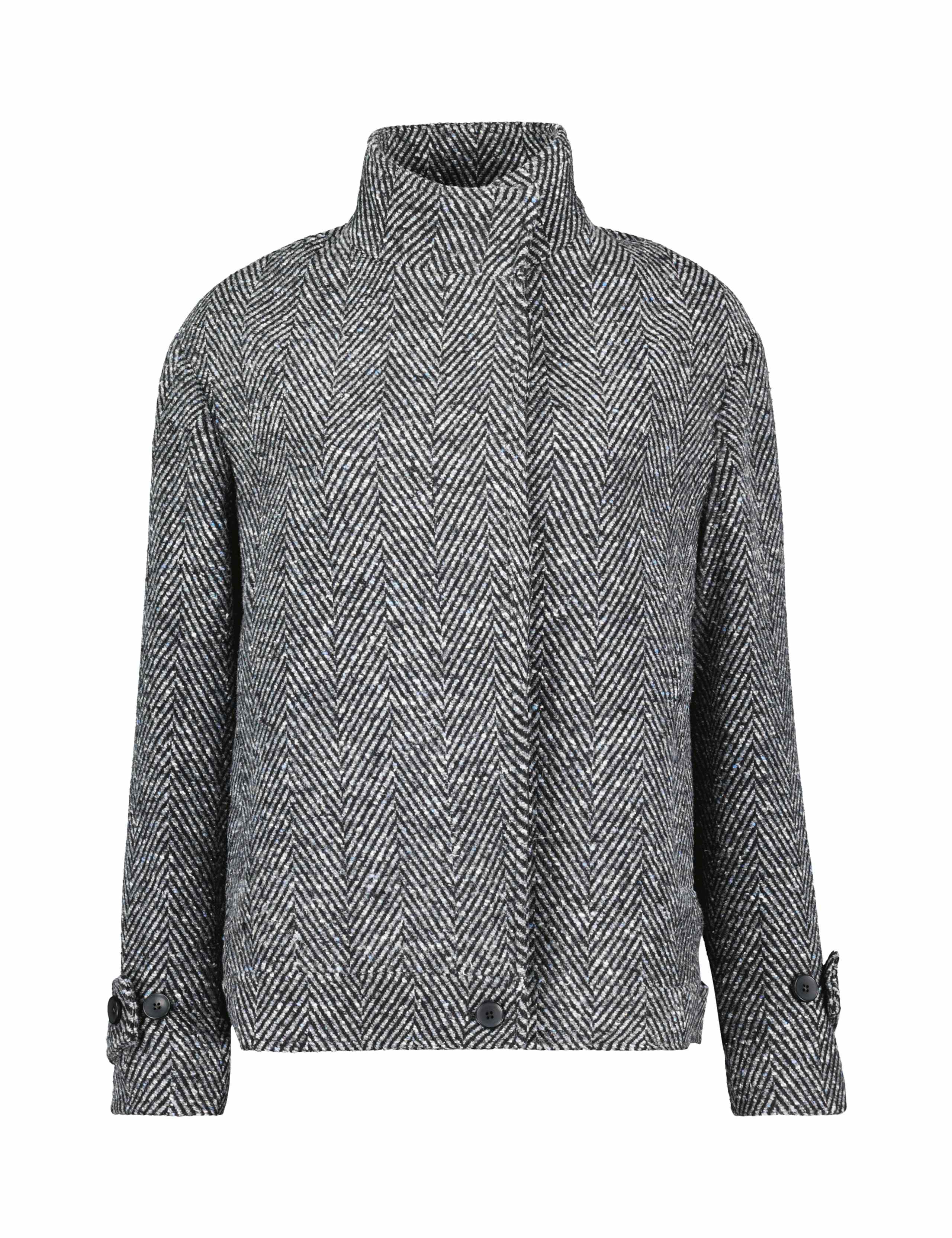 Wool Blend Herringbone Short Coat 2 of 7