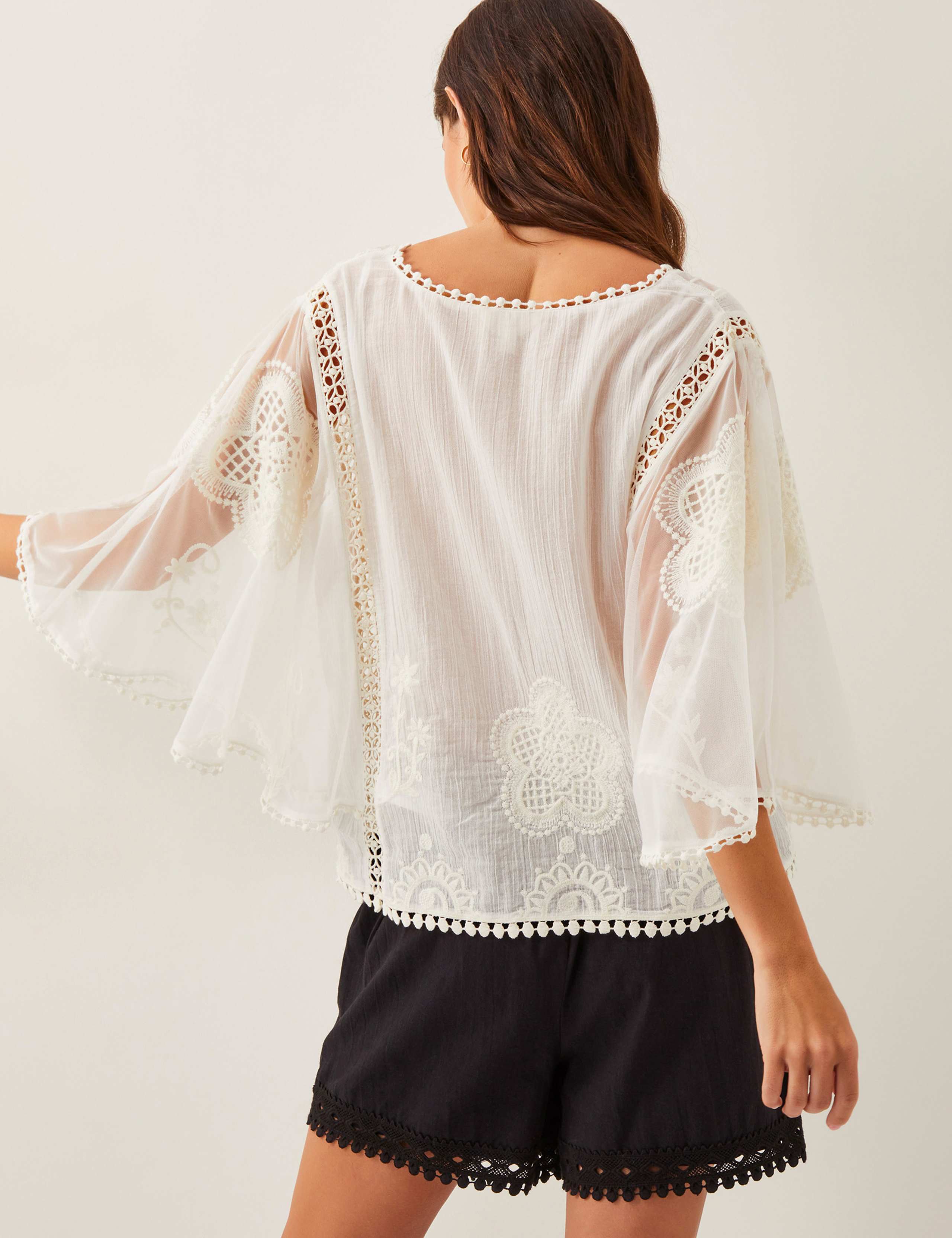 Pure Cotton Embellished Angel Sleeve Top 4 of 4