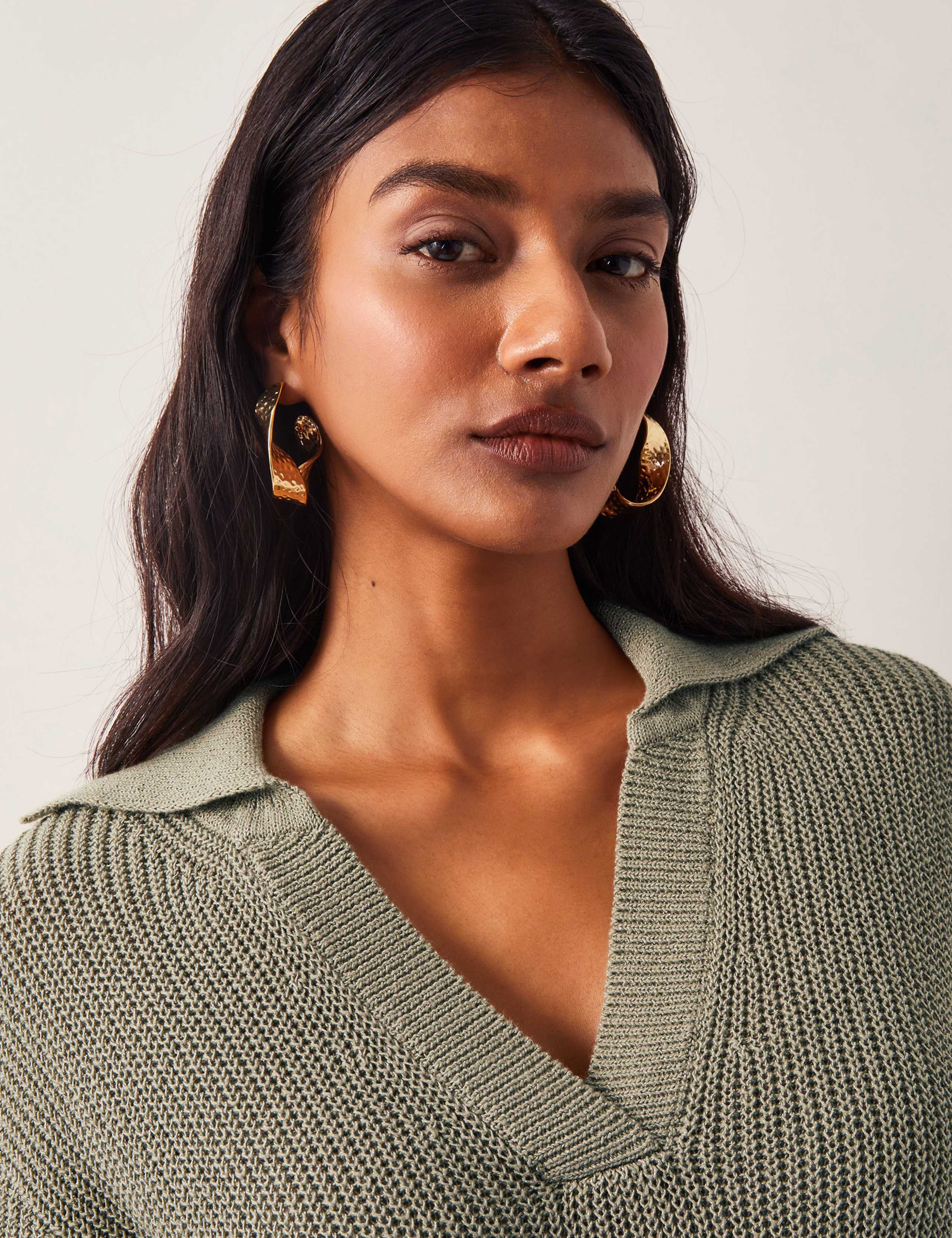 Cotton Rich Collared Knitted Top 3 of 4