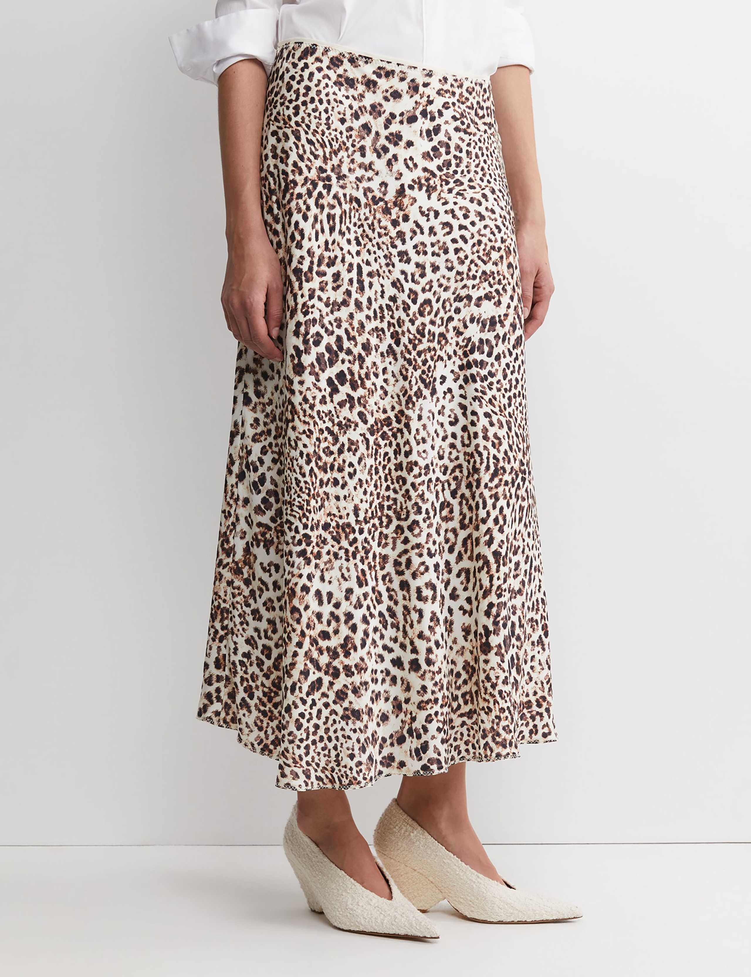 Lyocell Rich Animal Print Midi Slip Skirt 2 of 4