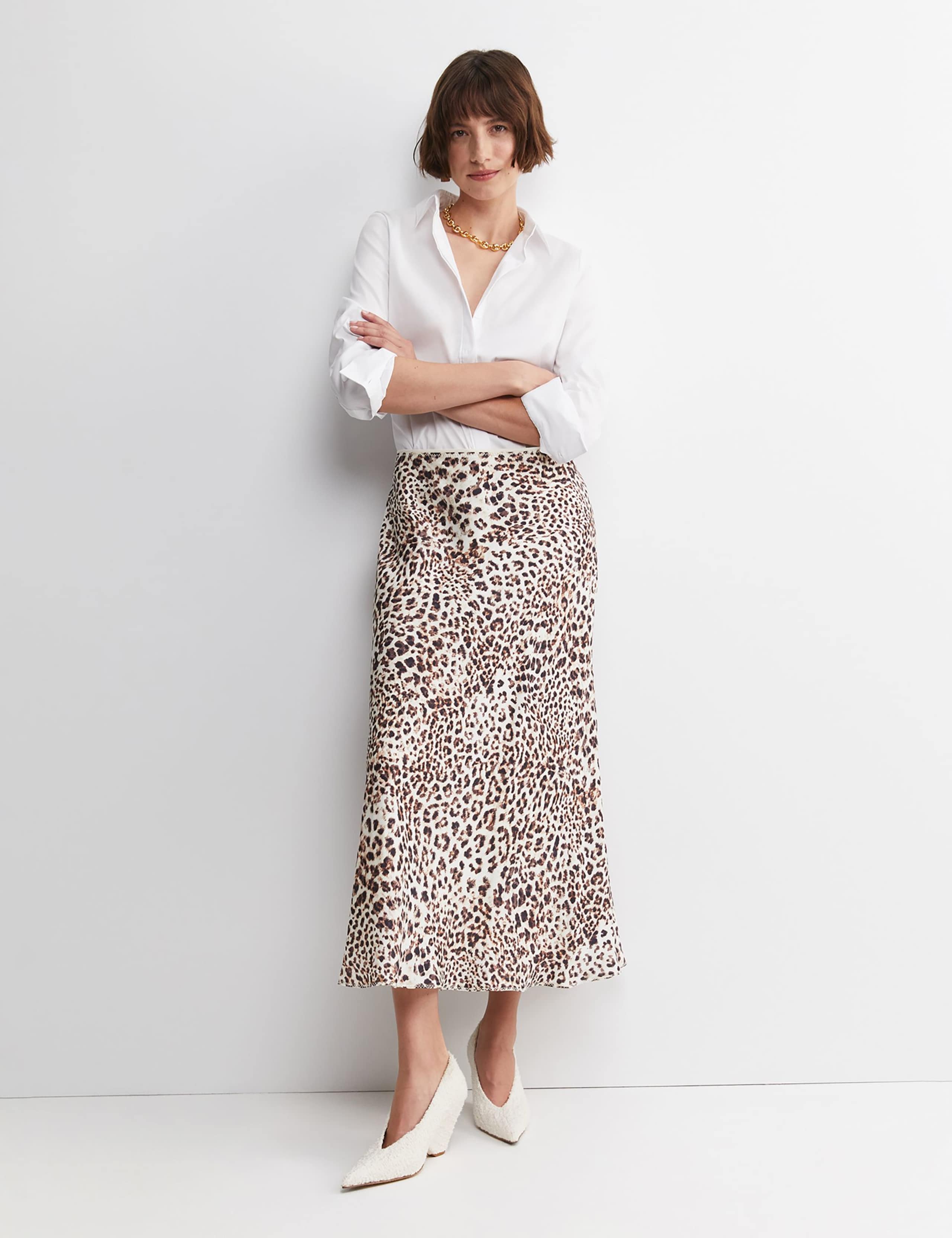Lyocell Rich Animal Print Midi Slip Skirt 3 of 4