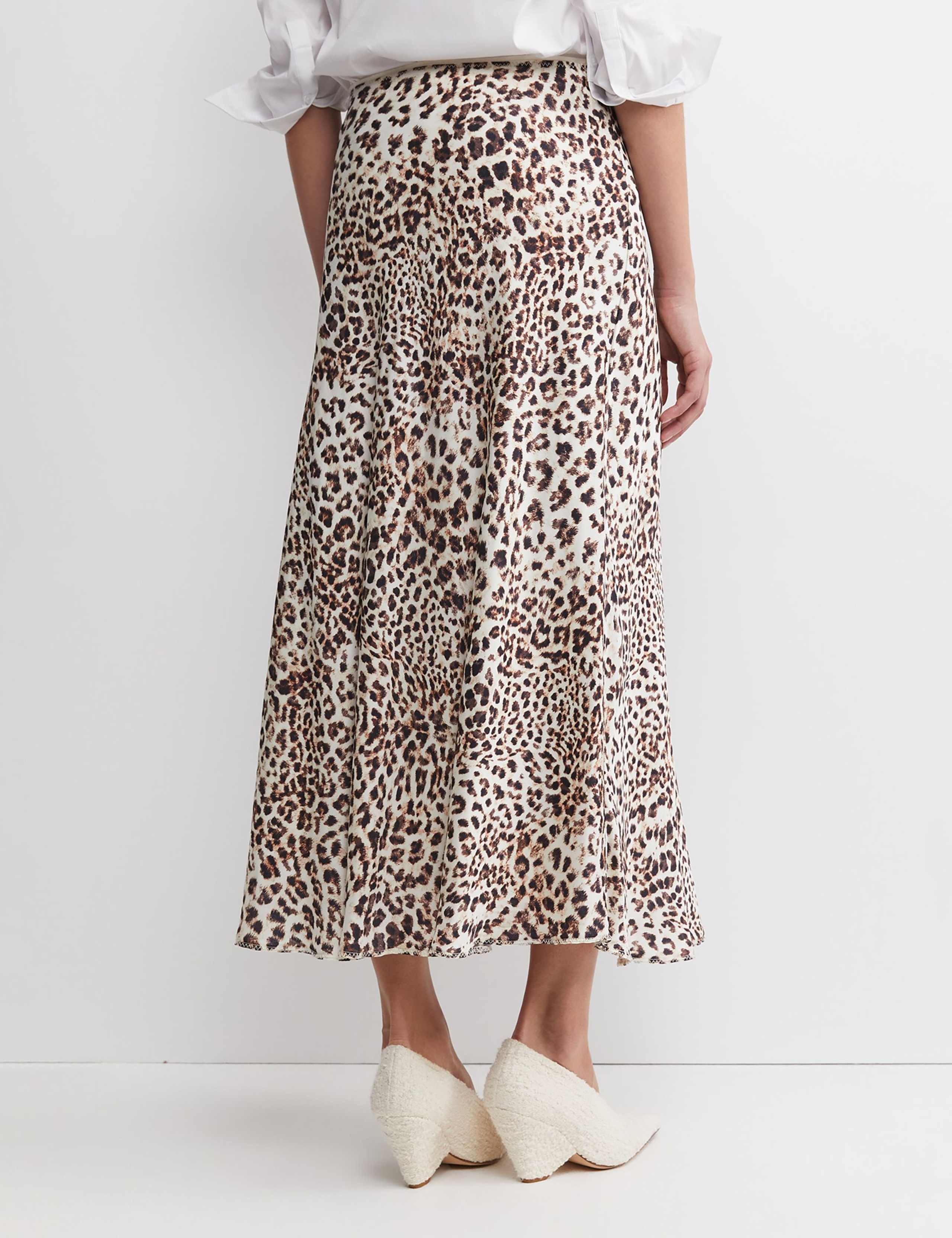 Lyocell Rich Animal Print Midi Slip Skirt 4 of 4