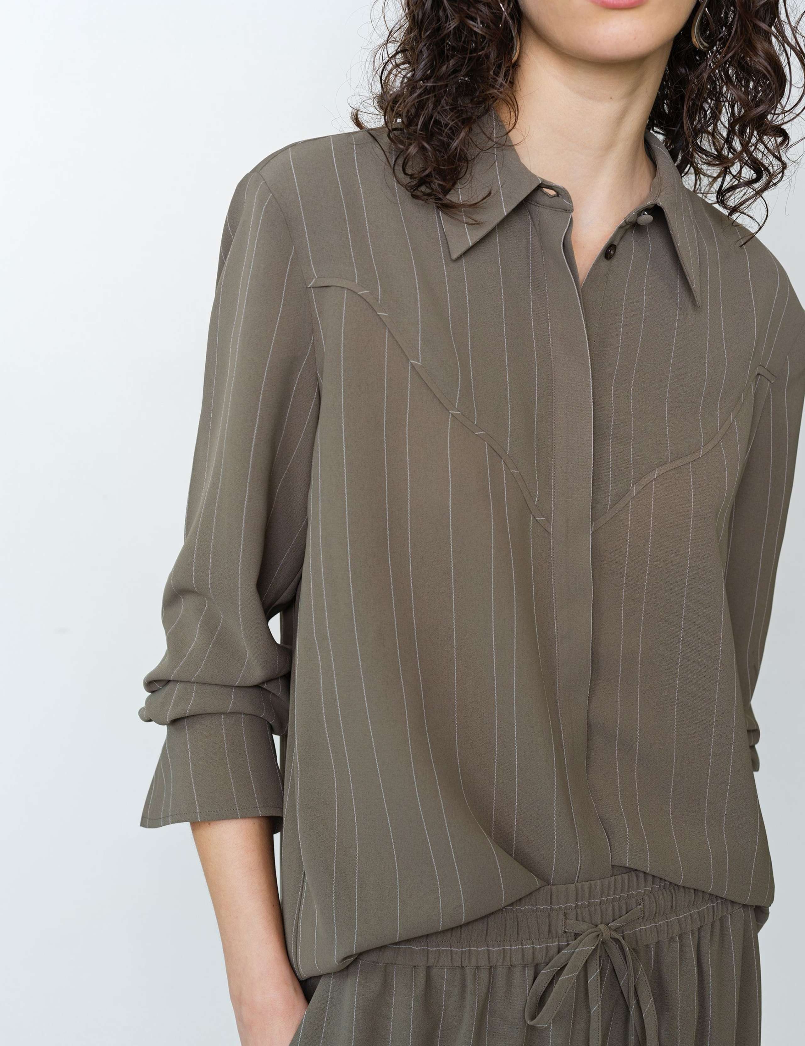 Pinstripe Collared Yoke Detail Shirt 5 of 5