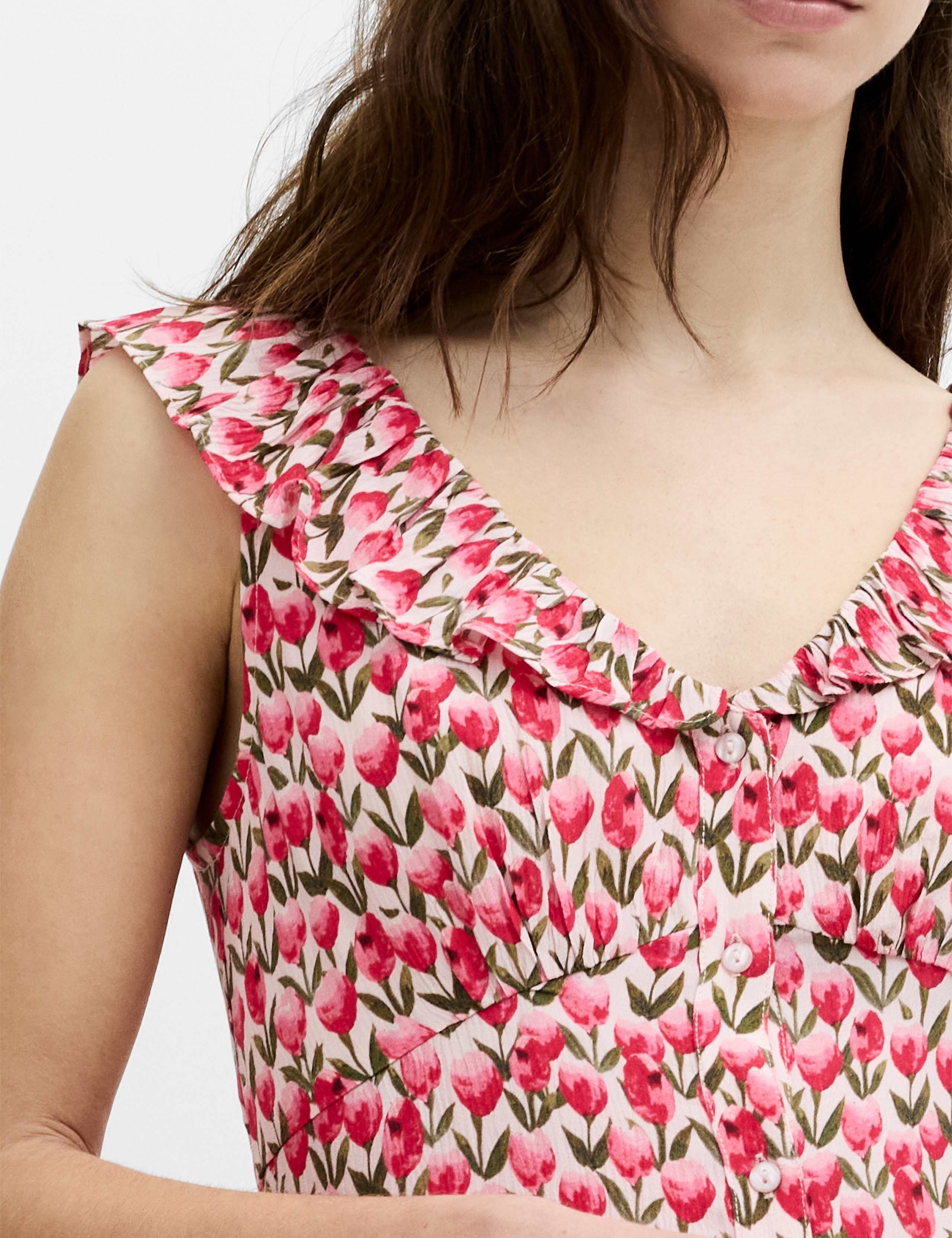 Floral V-Neck Frill Detail Mini Tea Dress 3 of 6