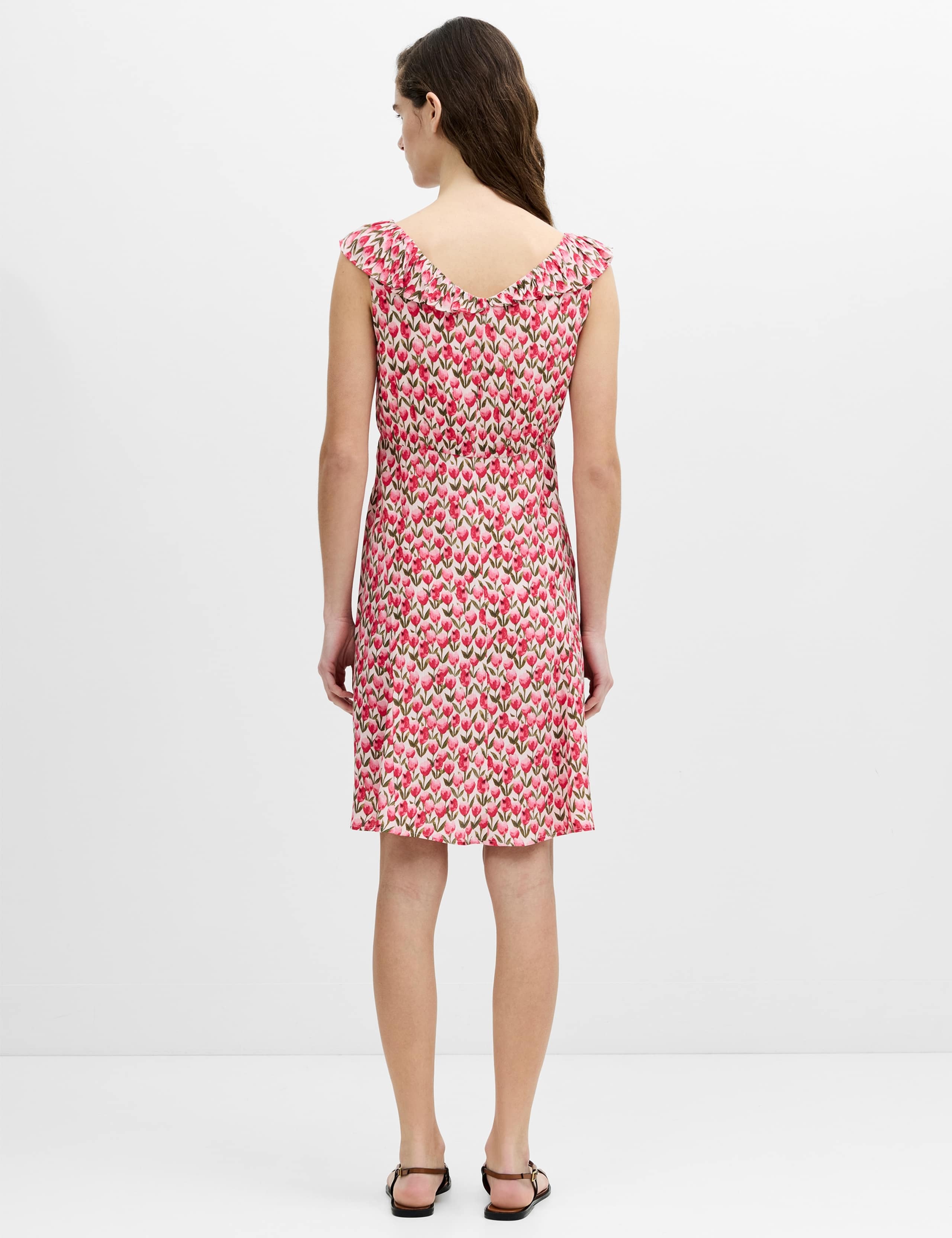 Floral V-Neck Frill Detail Mini Tea Dress 4 of 6