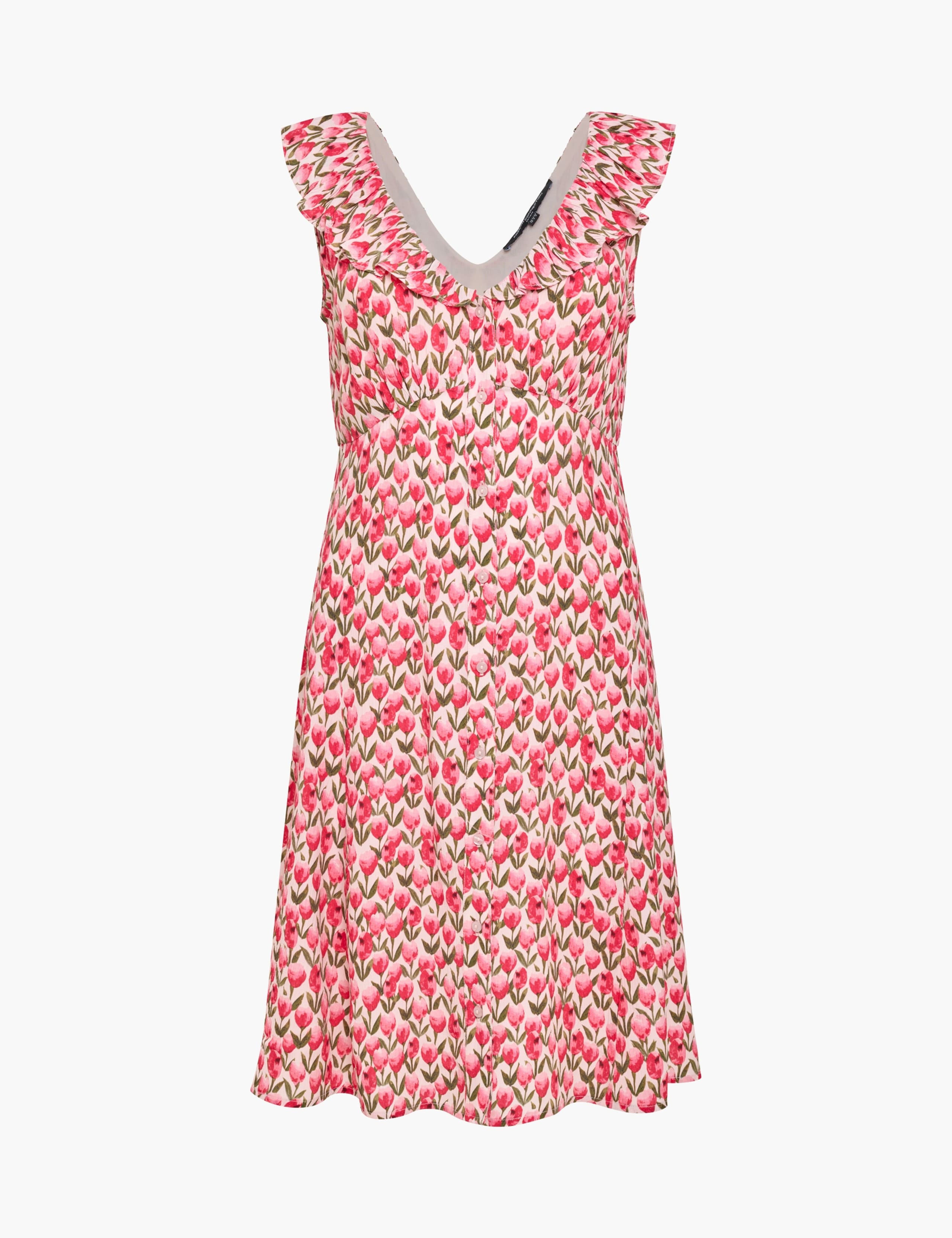 Floral V-Neck Frill Detail Mini Tea Dress 2 of 6