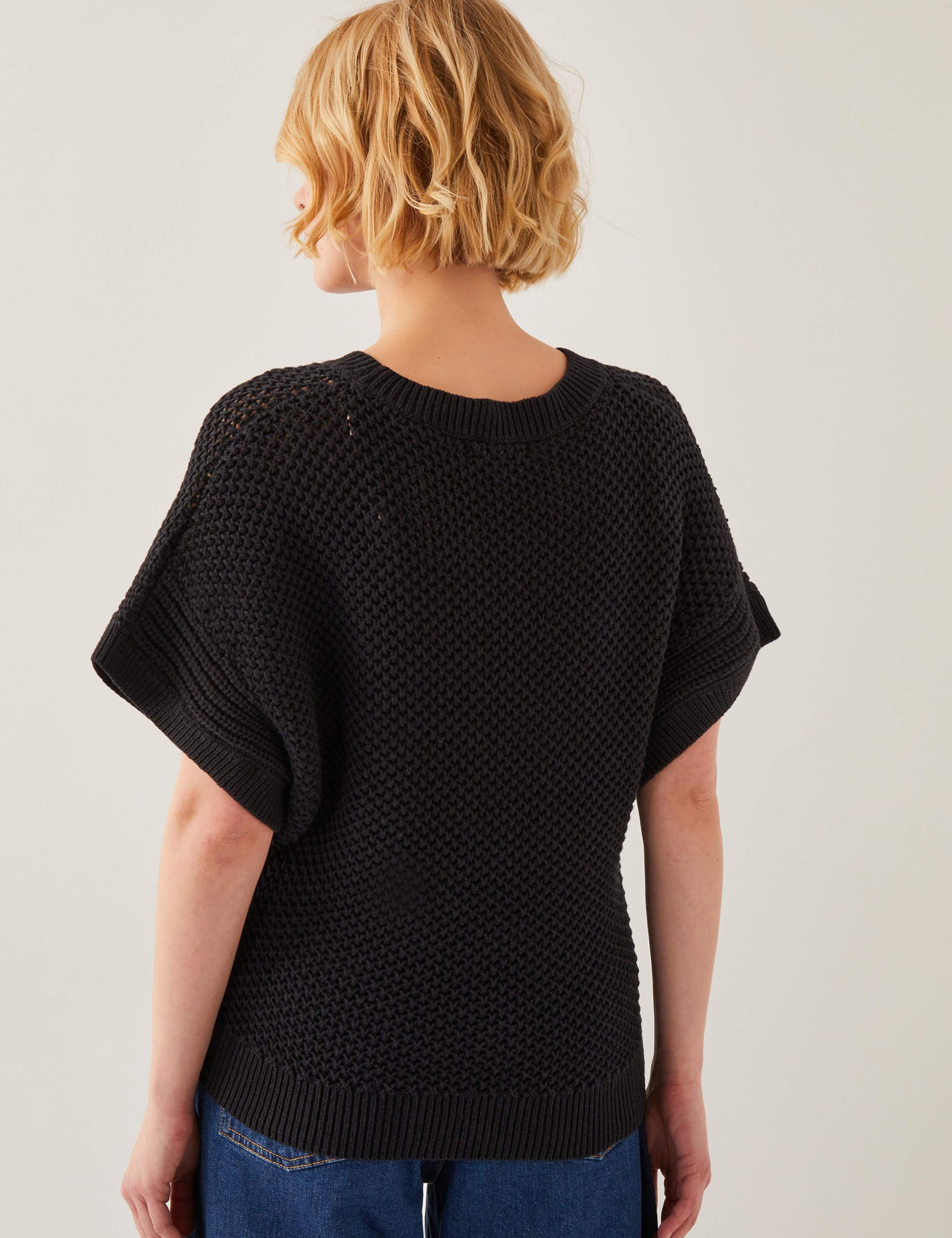 Pure Cotton Textured Crew Neck Jumper 3 of 4