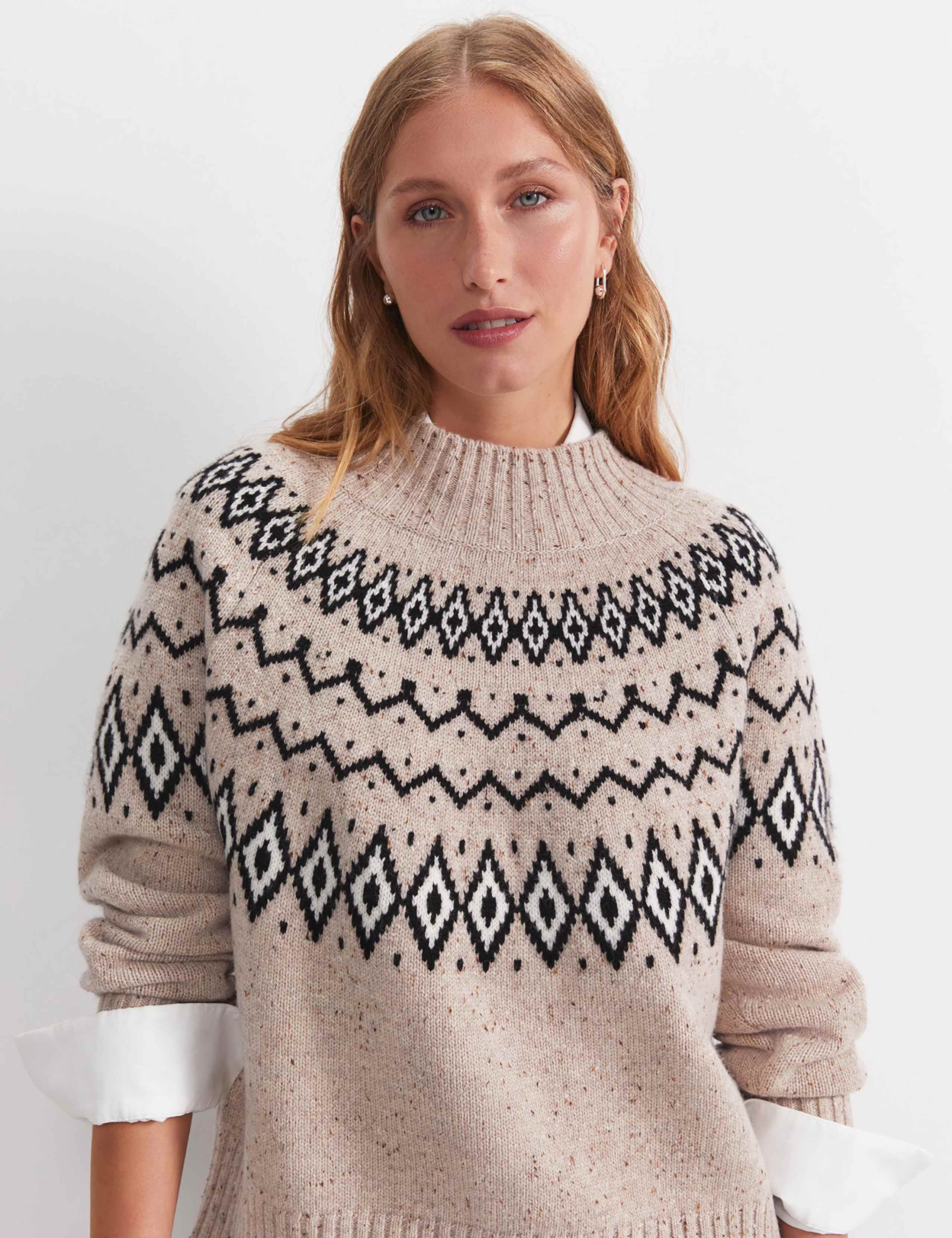 Pure Wool Fair Isle Funnel Neck Jumper 3 of 5