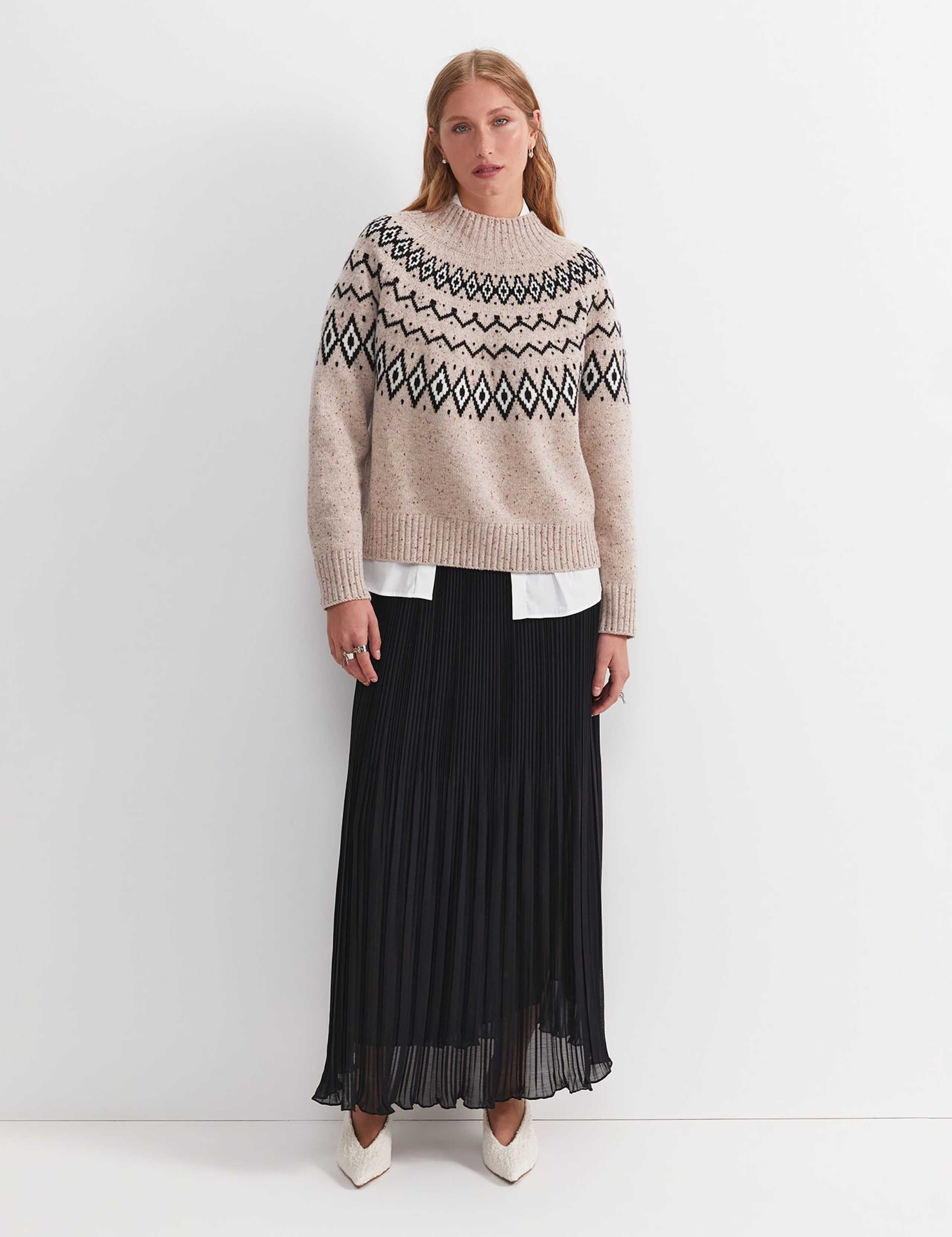 Pure Wool Fair Isle Funnel Neck Jumper 4 of 5