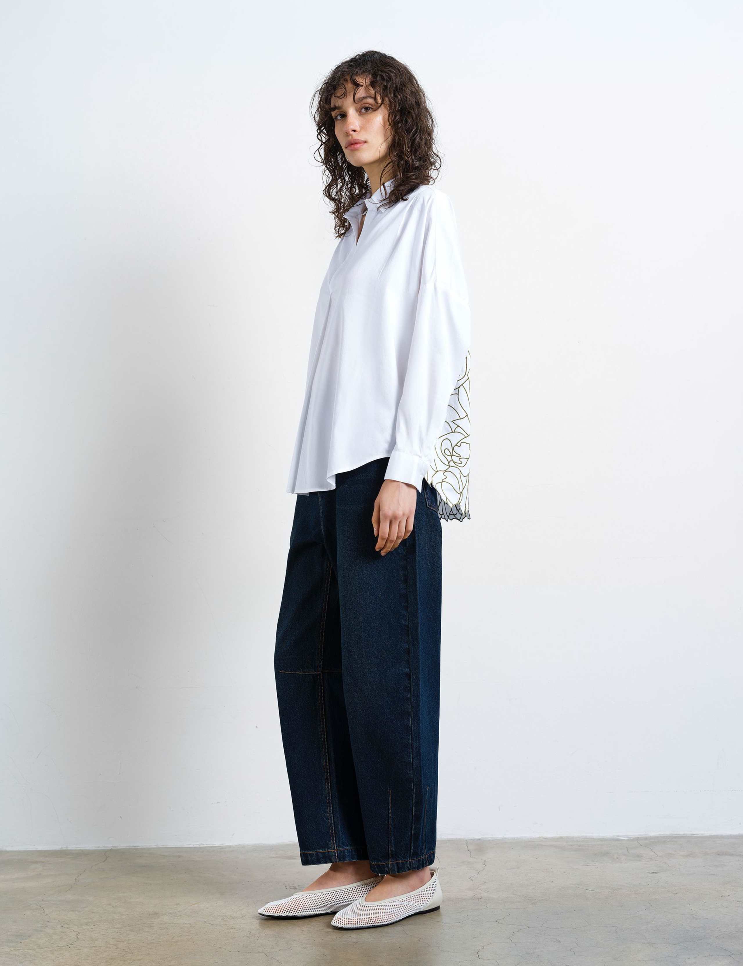 Pure Cotton Embroidered Cut Out Back Shirt 3 of 6