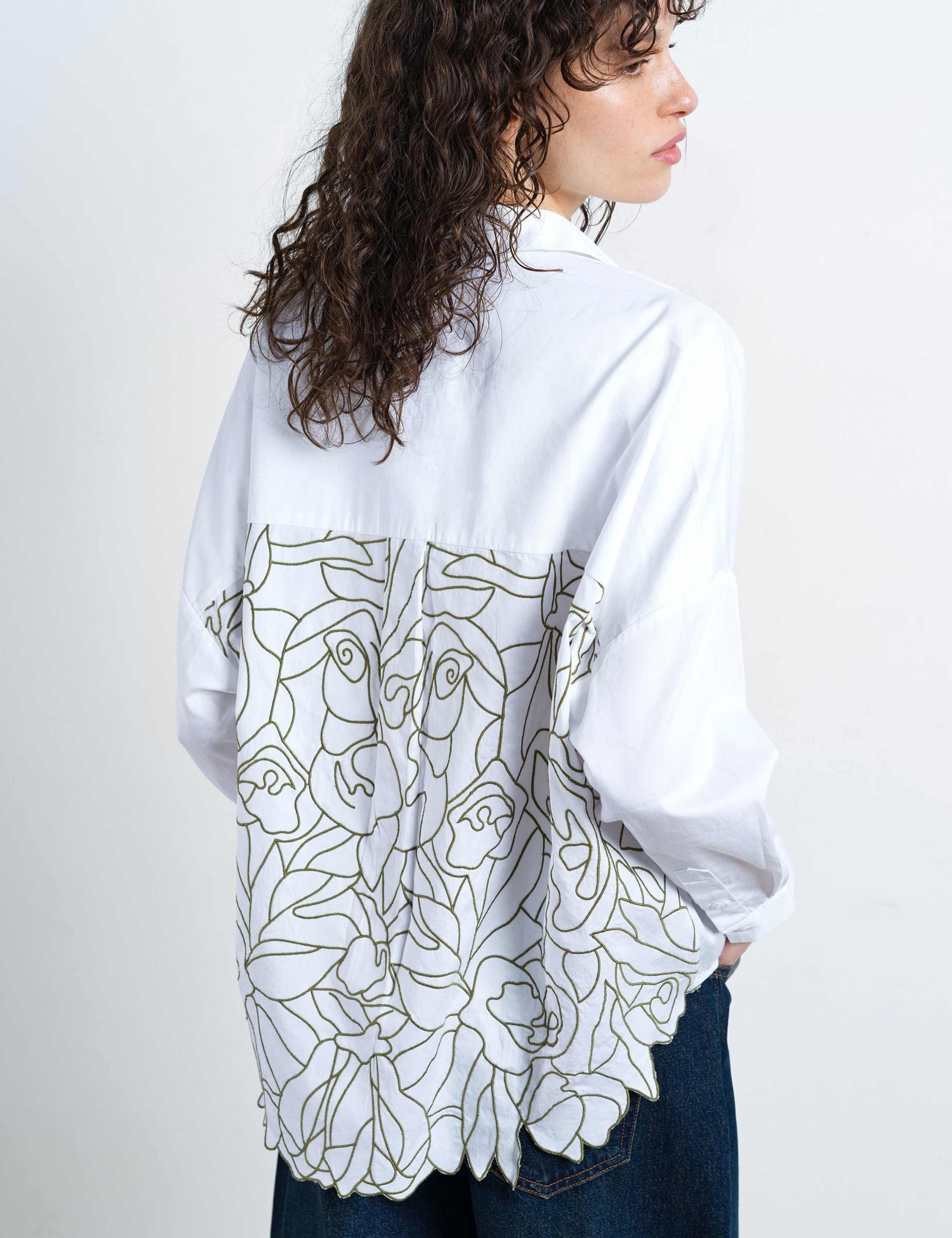 Pure Cotton Embroidered Cut Out Back Shirt 5 of 6