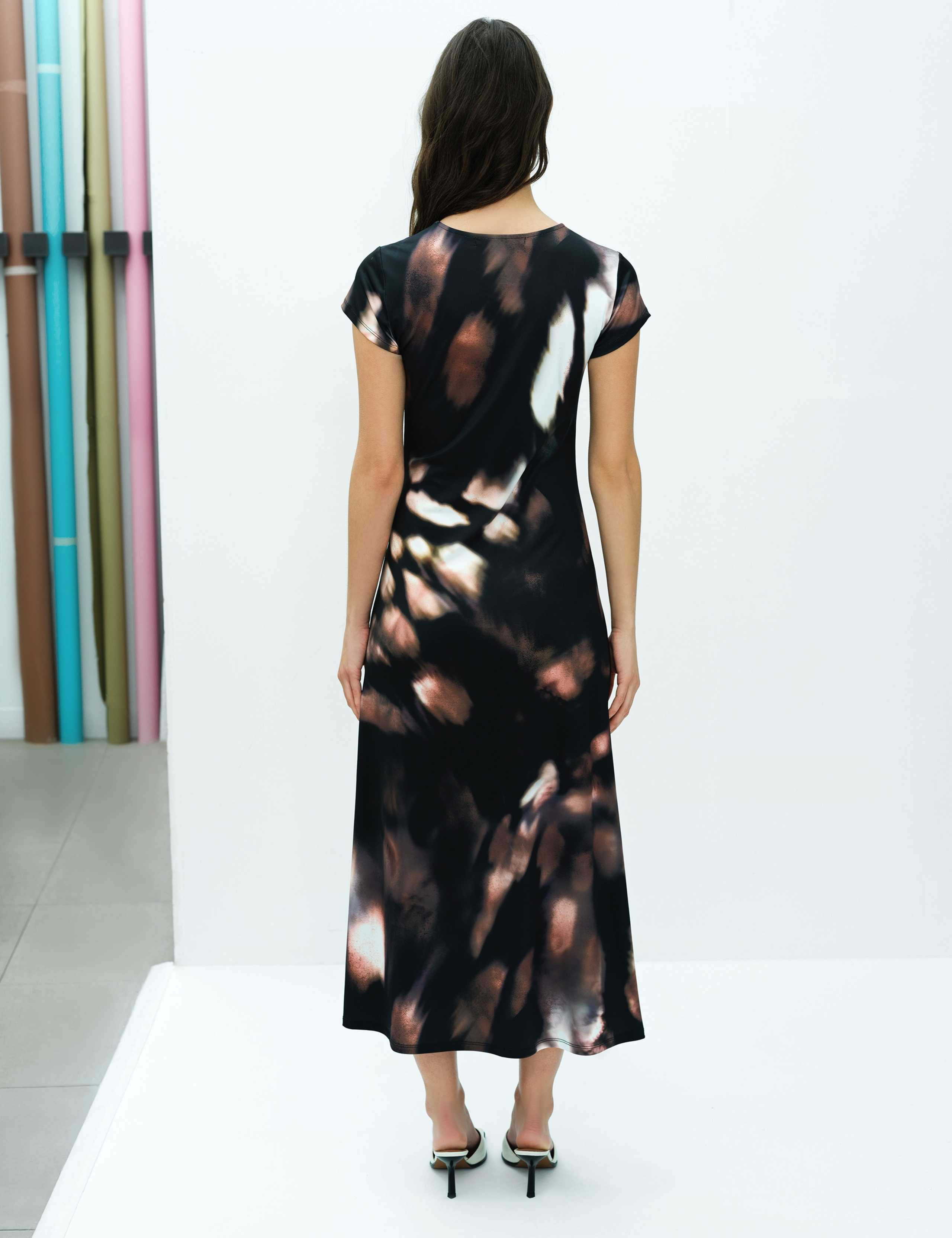 Jersey Abstract Crew Neck Midaxi Column Dress 4 of 6