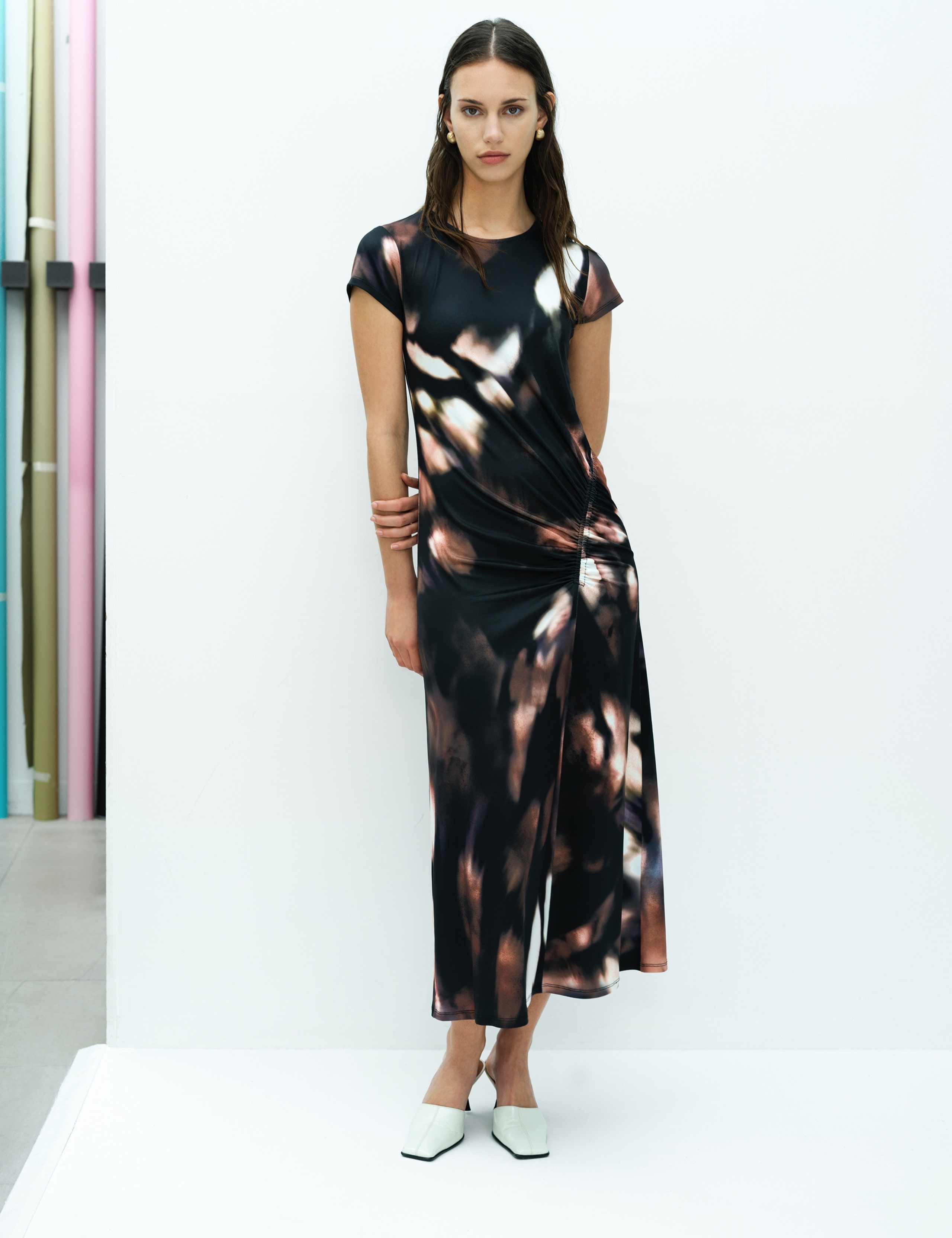 Jersey Abstract Crew Neck Midaxi Column Dress 5 of 6