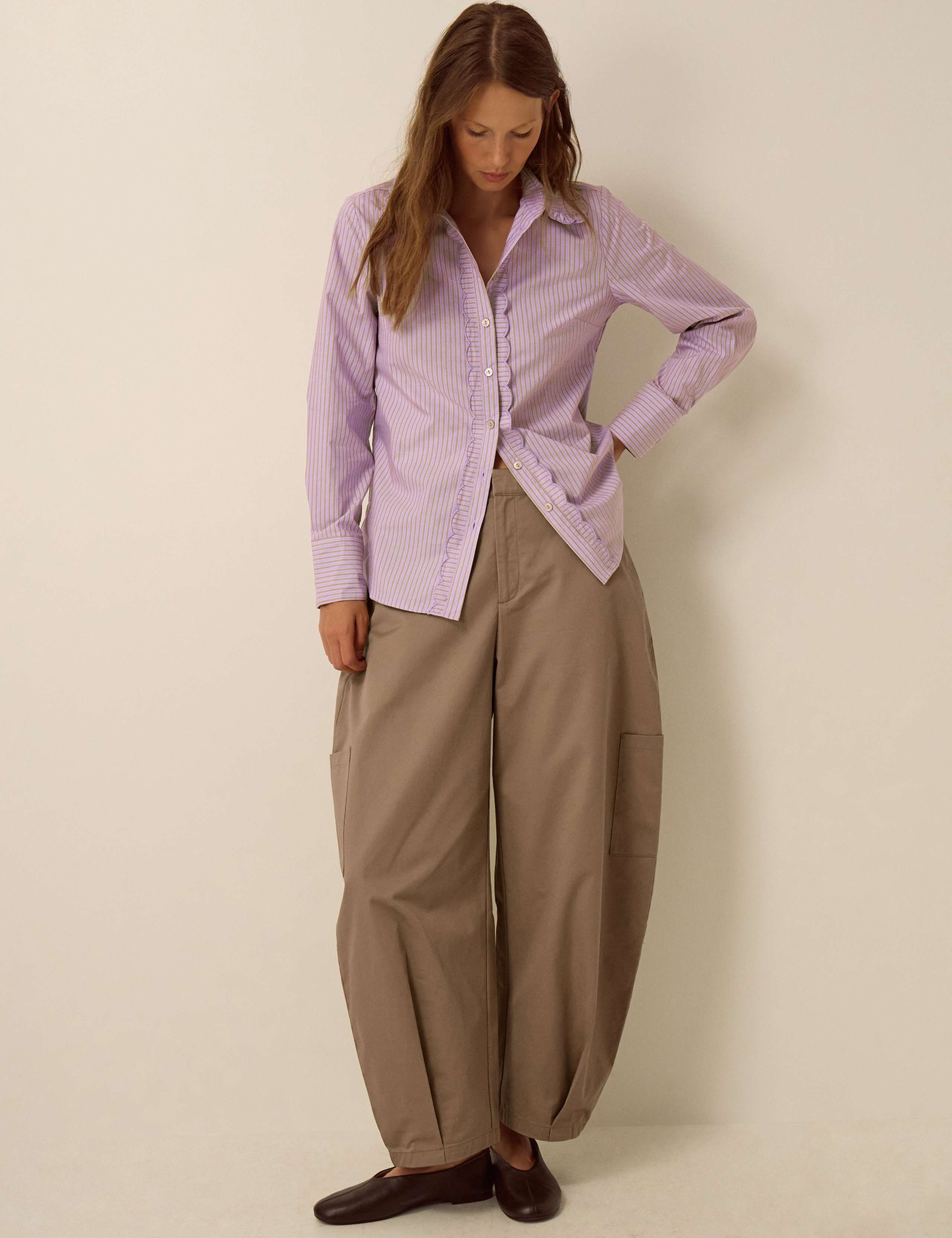 Pure Cotton Striped Frill Detail Shirt 2 of 4