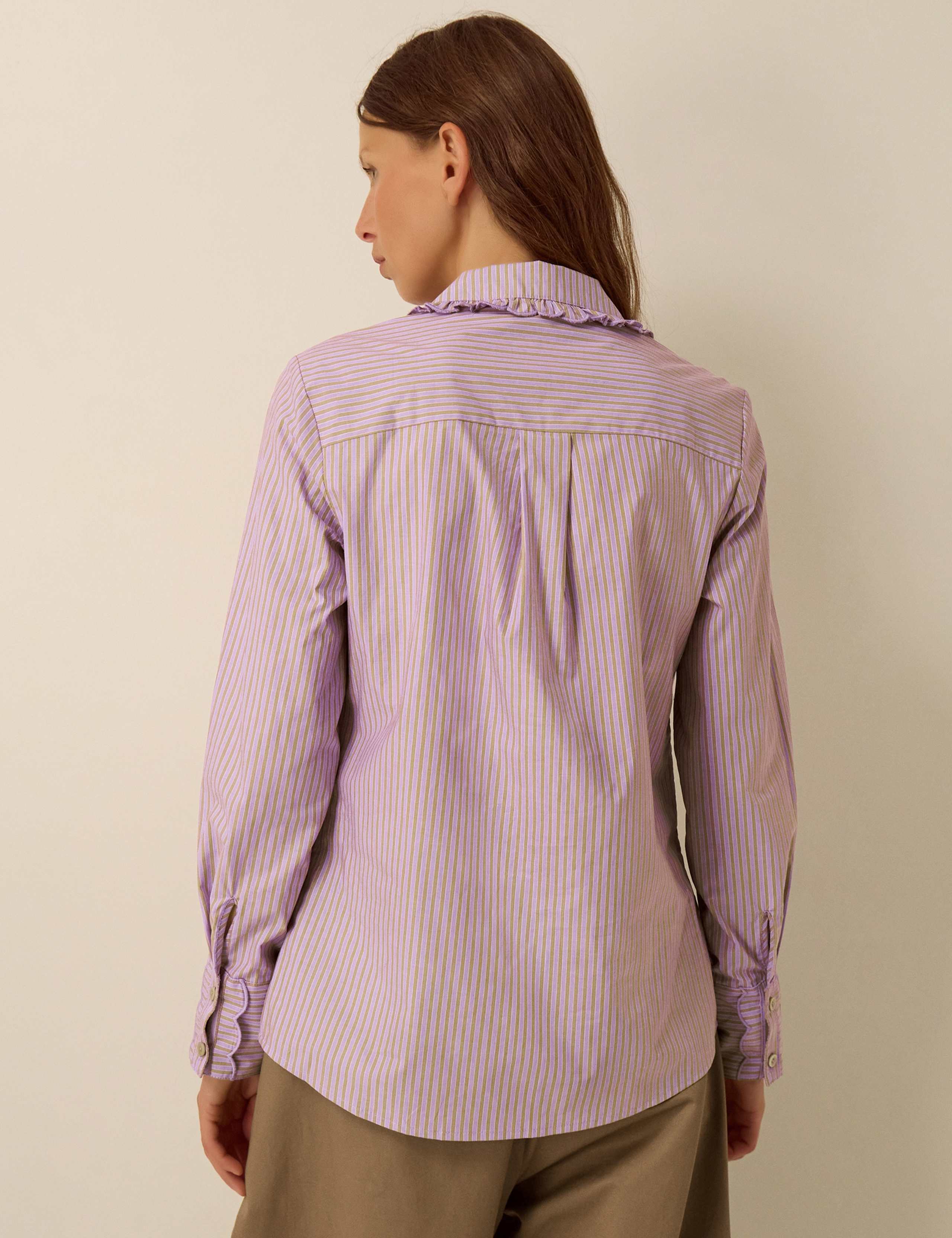 Pure Cotton Striped Frill Detail Shirt 4 of 4