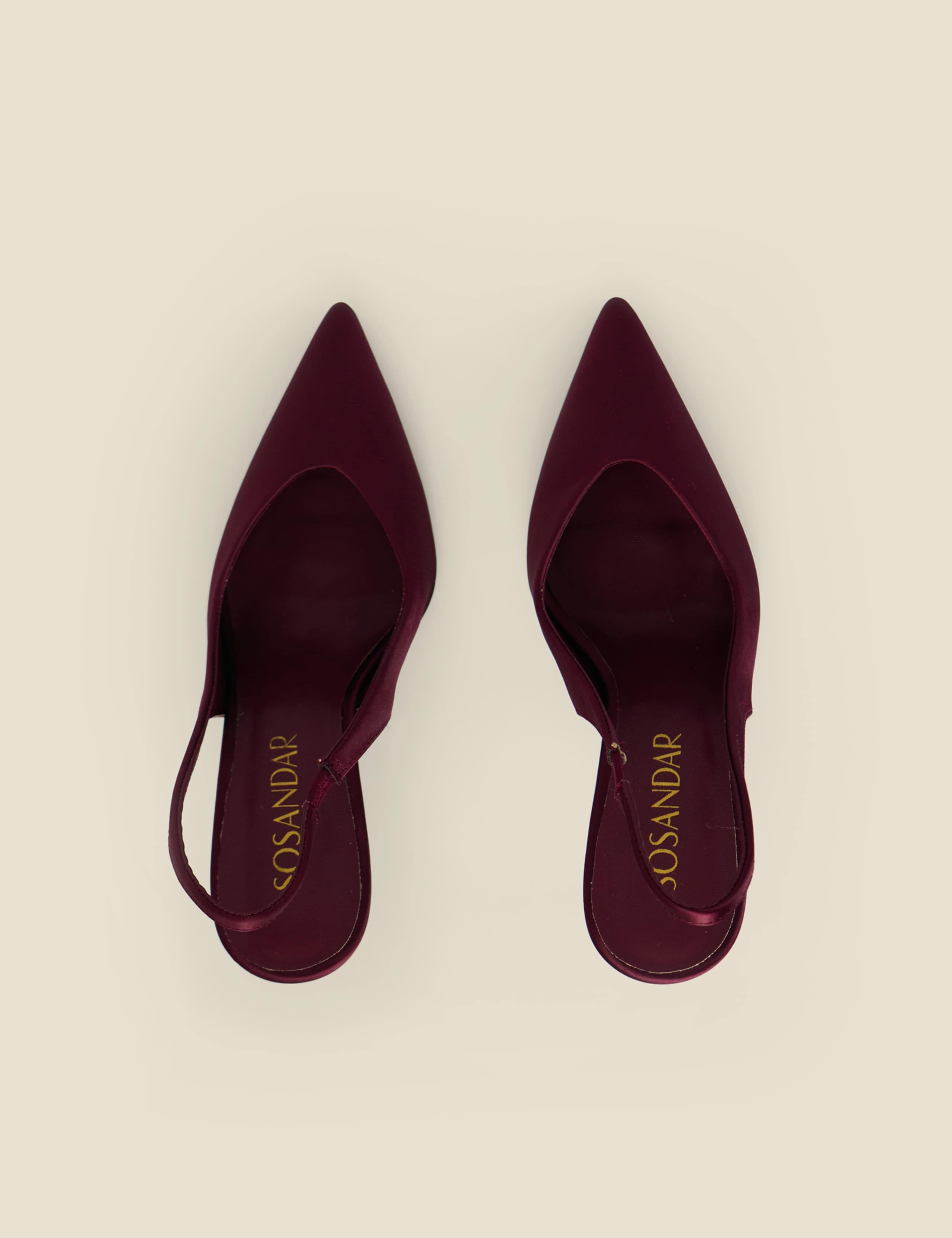 Satin Pointed Toe Kitten Heel Slingback Shoes 3 of 6
