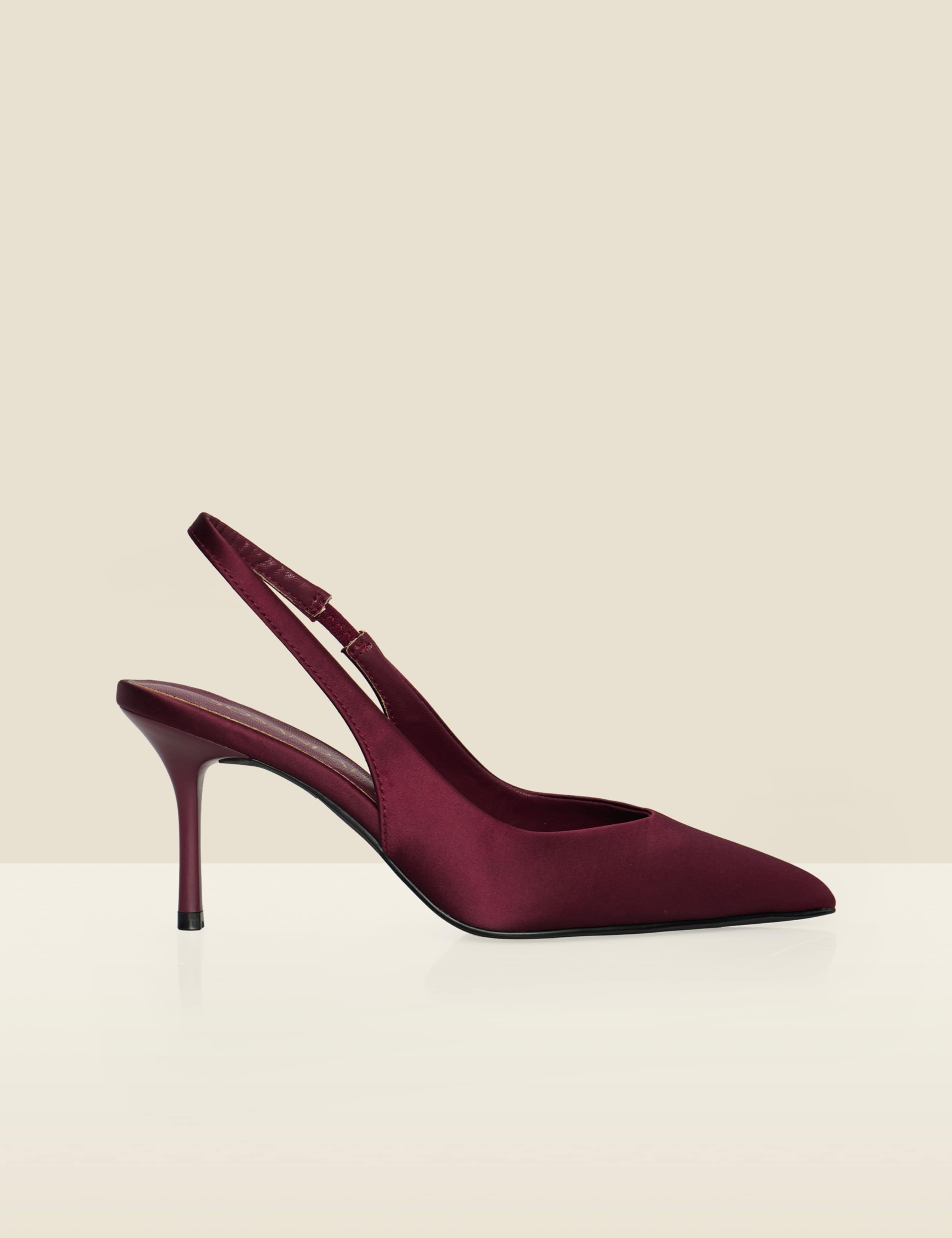 Satin Pointed Toe Kitten Heel Slingback Shoes 6 of 6