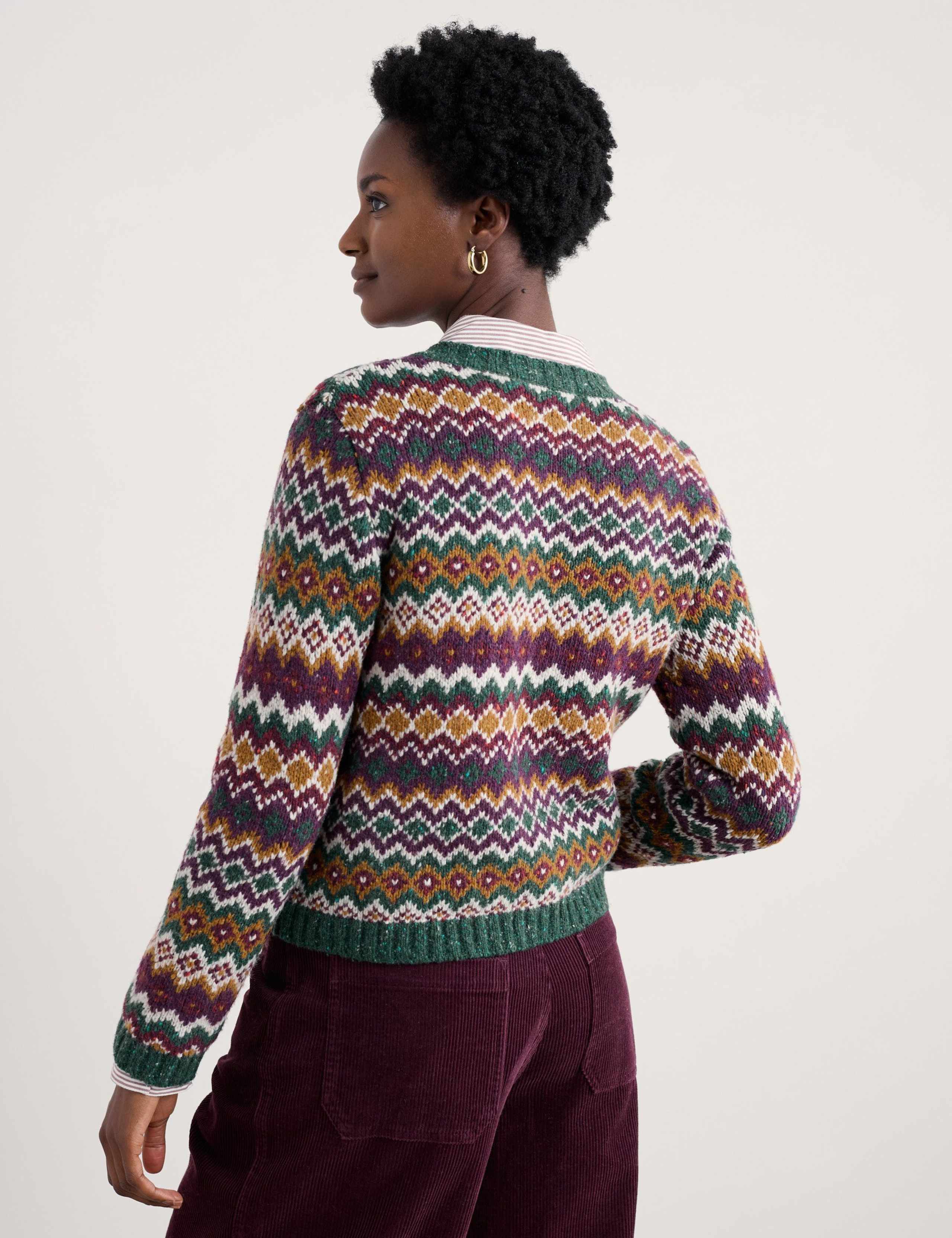 Merino Wool Rich Fair Isle Cardigan 4 of 5