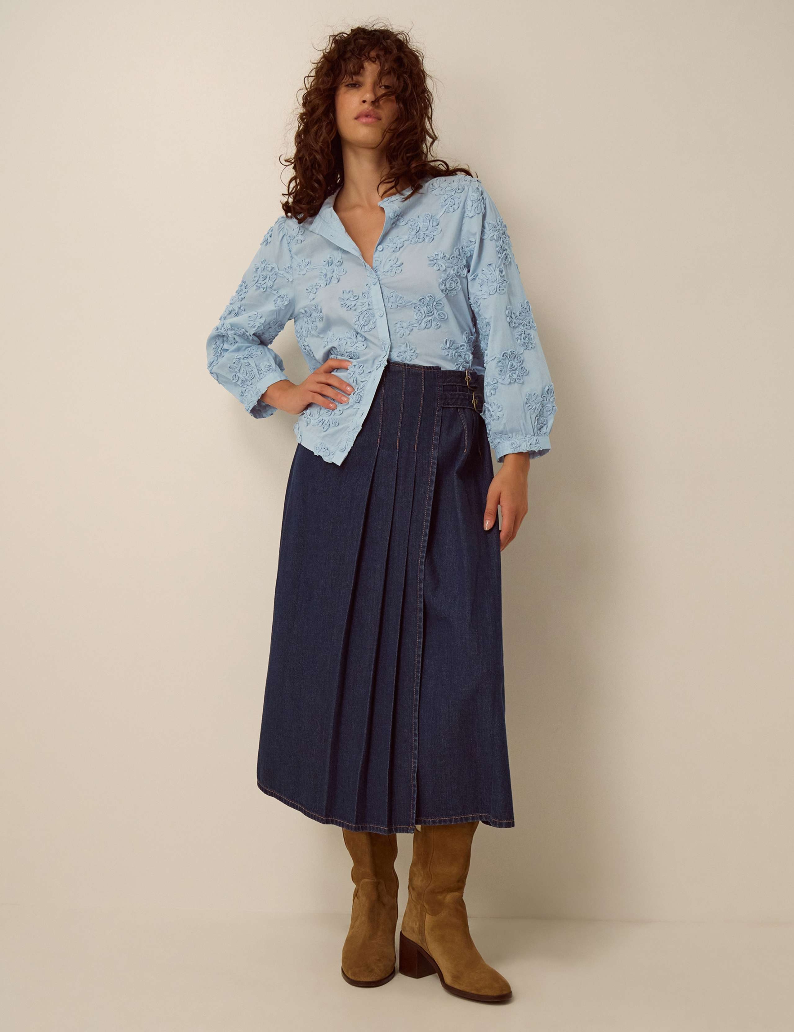 Pure Cotton Floral Embroidered Shirt 2 of 4
