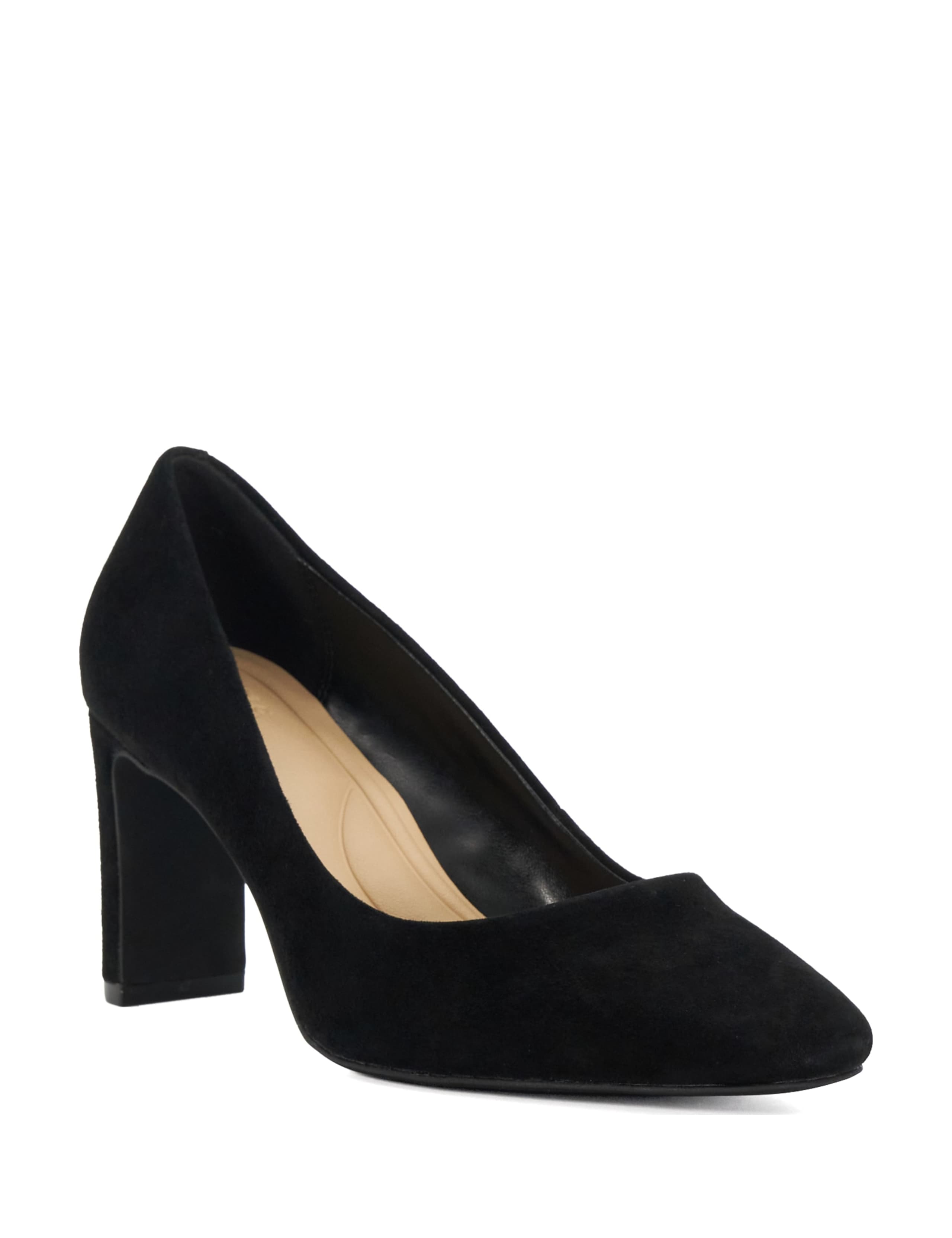 Suede Slip On Block Heel Court Shoes 3 of 4
